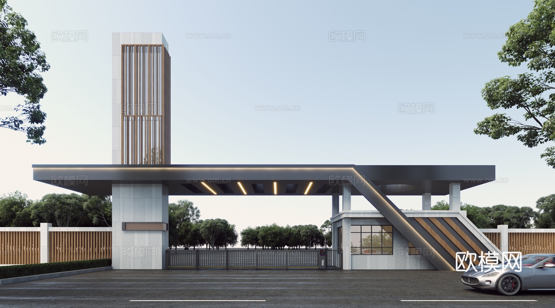 现代大门  门卫3d模型