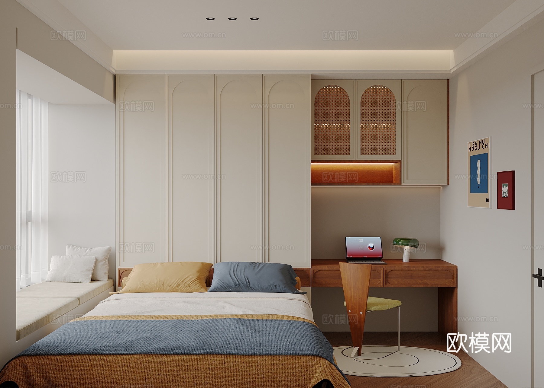 中古风榻榻米卧室su模型