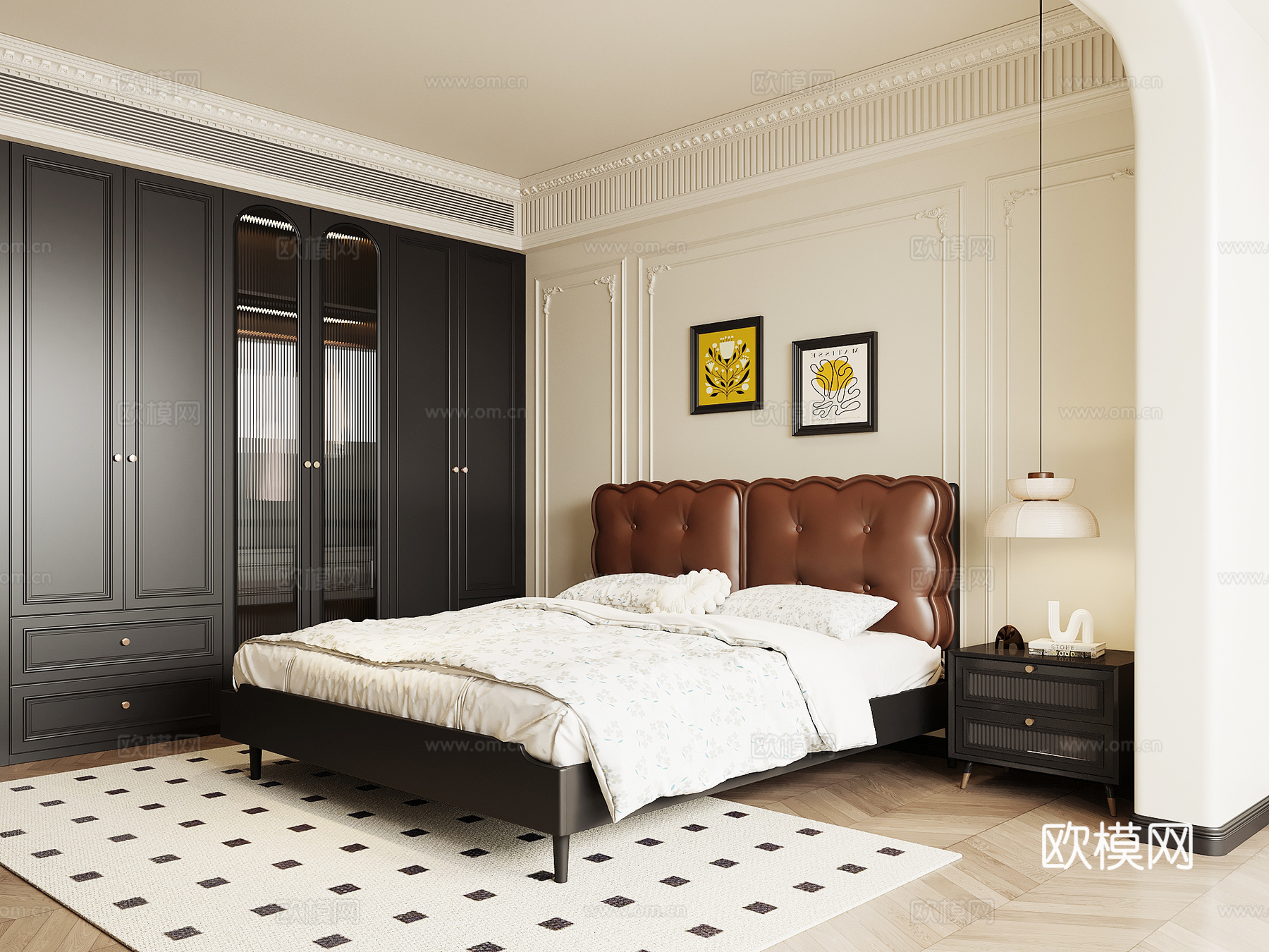 法式复古卧室su模型