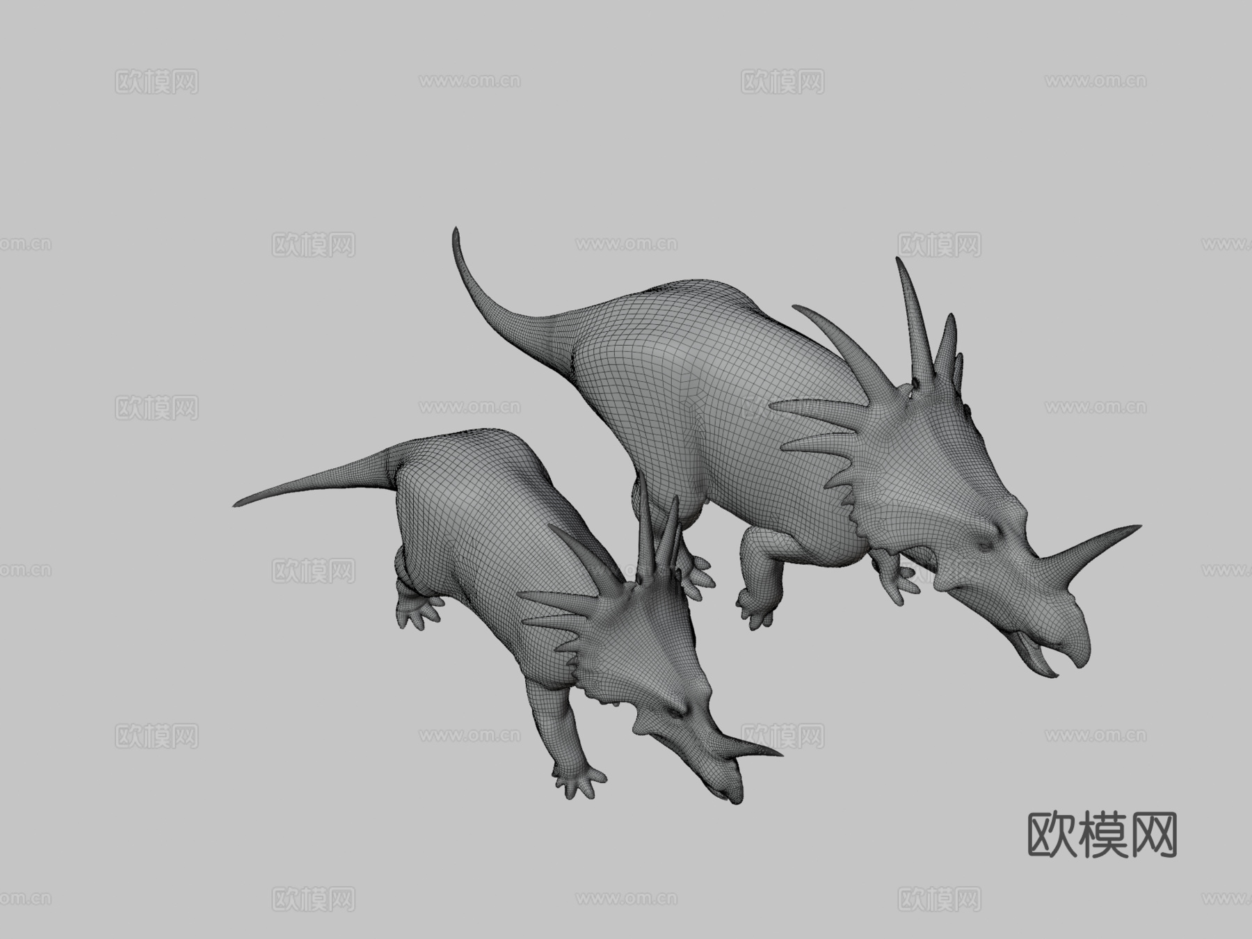 戟龙阿尔伯塔种一对su模型