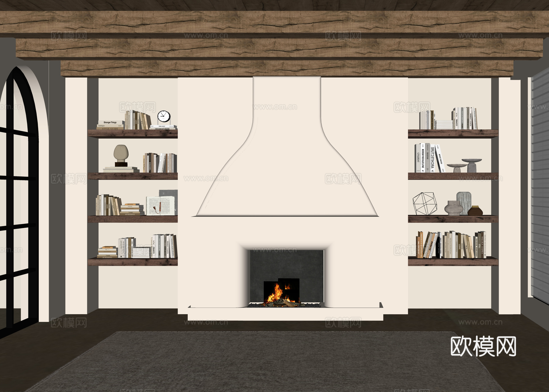 现代背景墙su模型