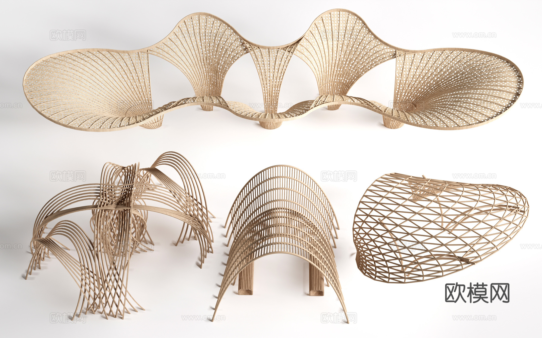 现代景观构筑物 景观构架 景观廊架 景观装置su模型