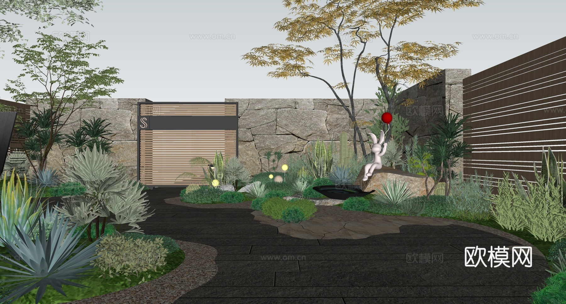 现代屋顶花园 庭院景观 室内花园su模型下载（渲染图3）