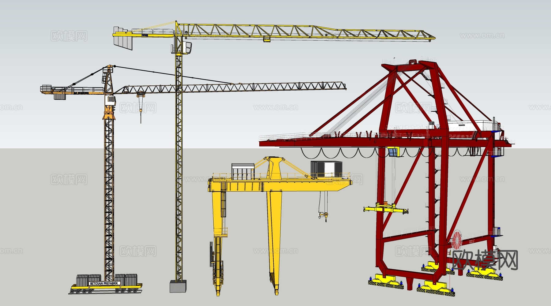 现代塔吊 起重机 工程机械su模型