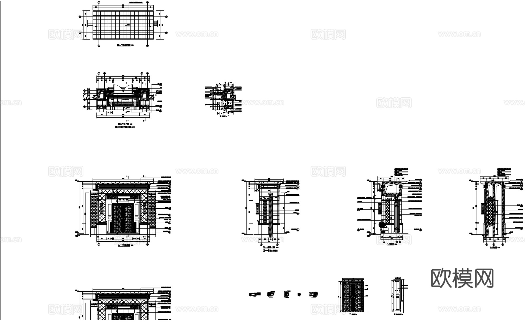中式庭院门头牌楼大门详图cadcad施工图