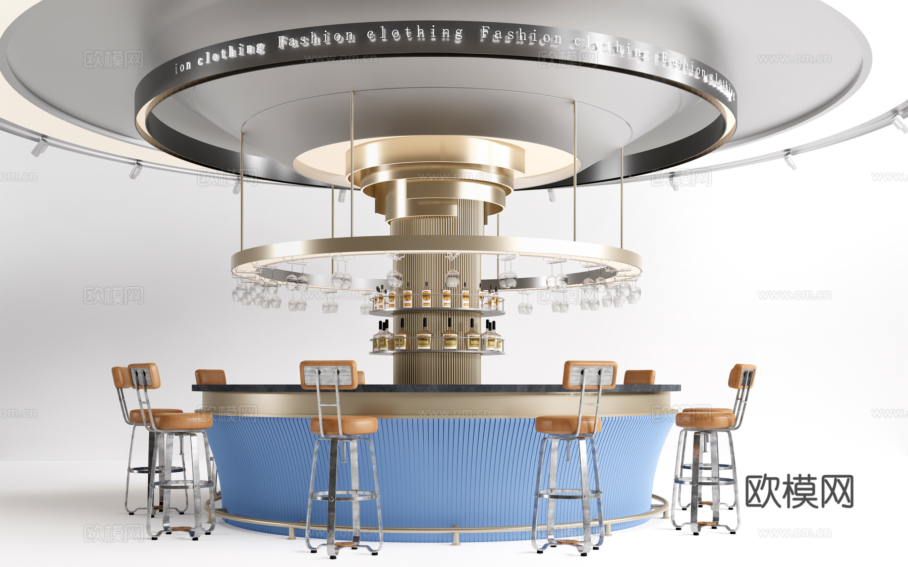 现代圆形吧台 圆形酒吧台 咖啡吧台su模型