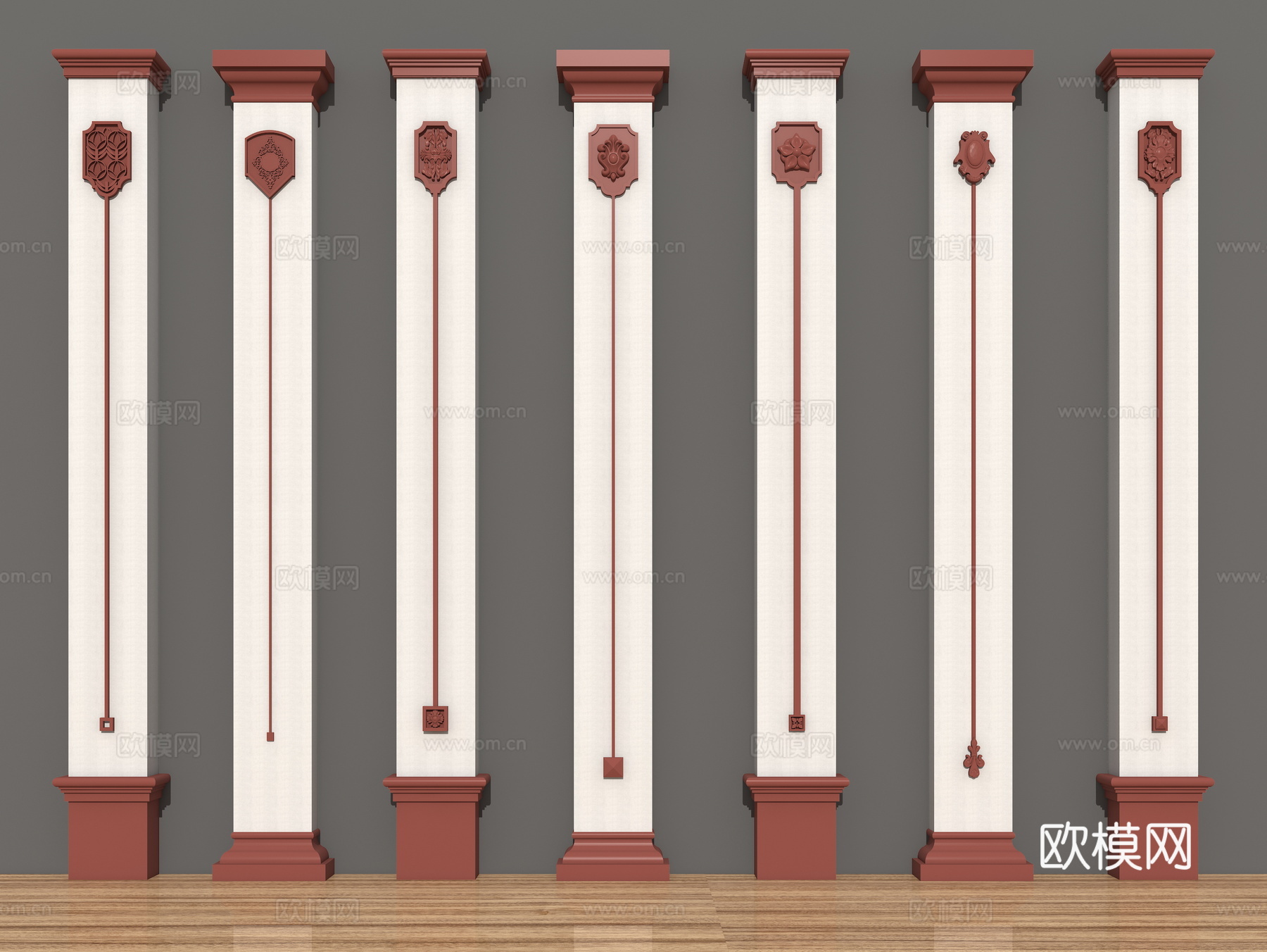 中国结  吊花  中式柱子su模型