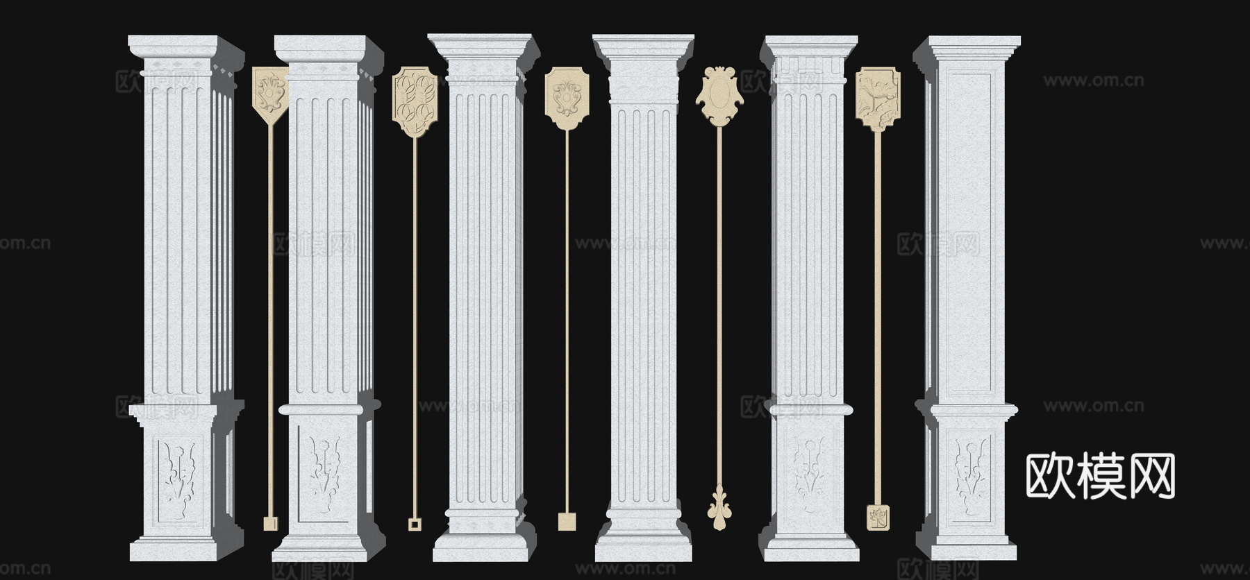 中国结 吊花  欧式柱子su模型