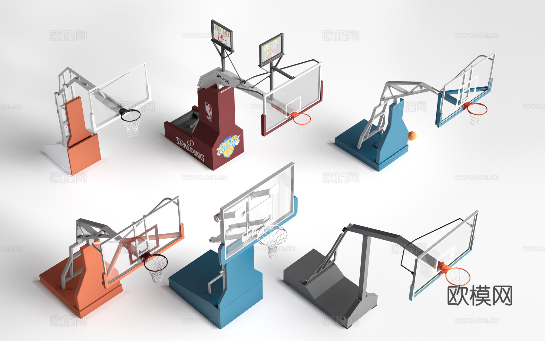 现代篮球架 篮球框su模型