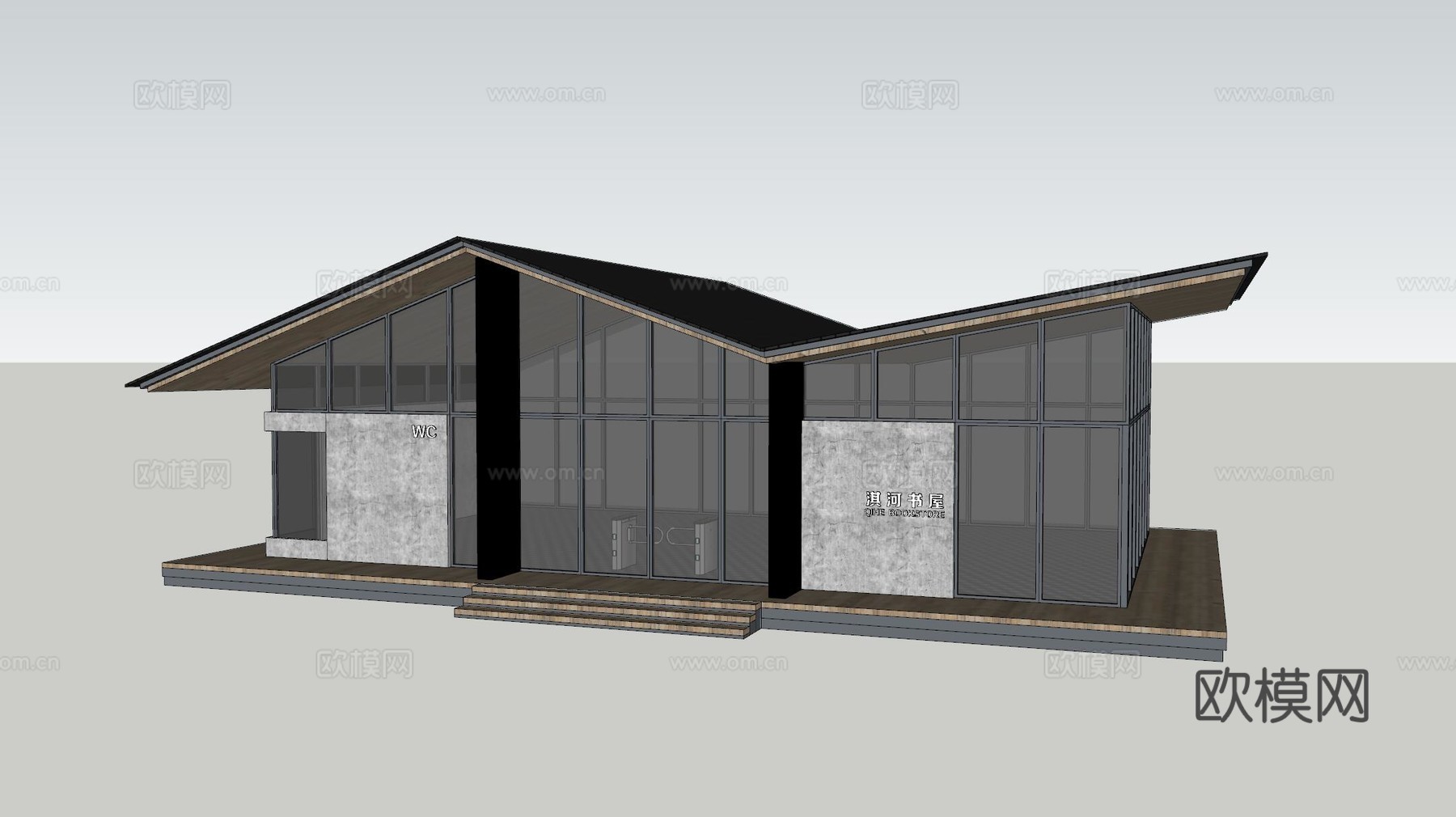 现代书屋 极简书屋 书屋 户外书屋 书吧 图书馆 阅览室su模型