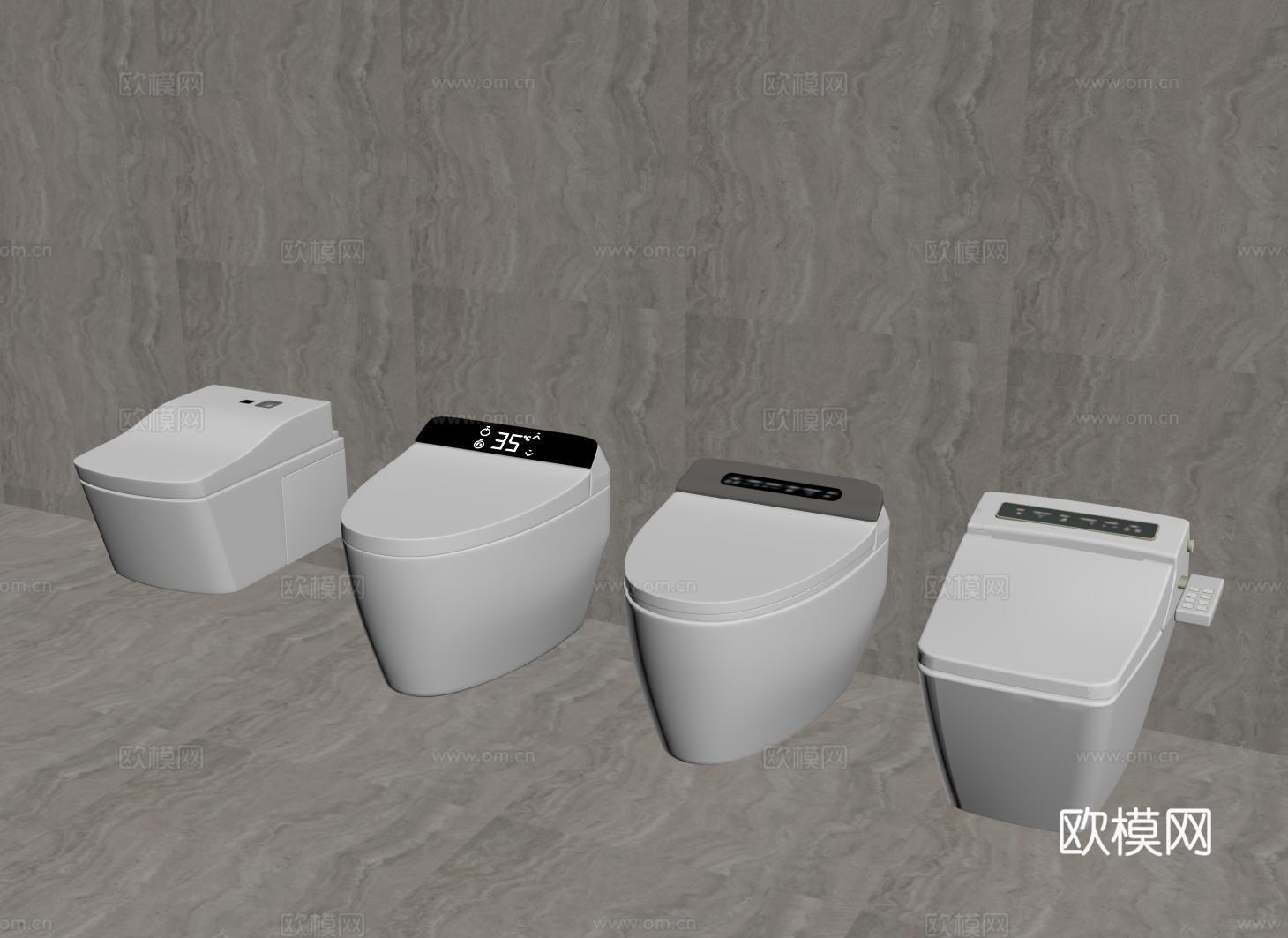 现代智能马桶 坐便器 坐厕 壁挂马桶su模型