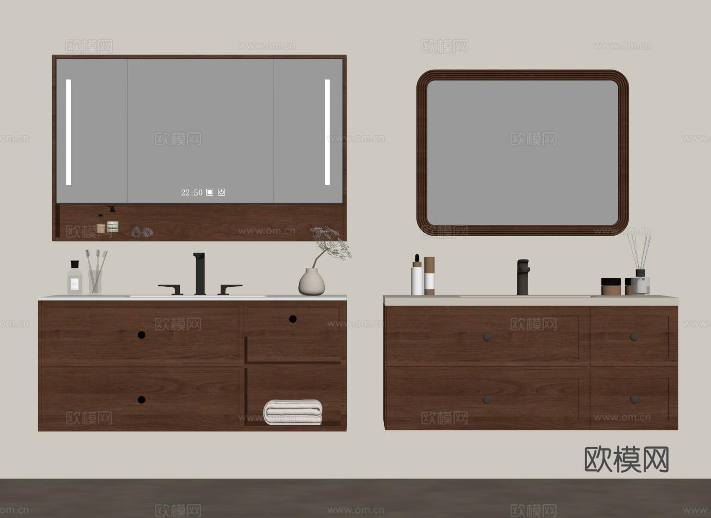 中古浴室柜 洗手台 洗漱台su模型