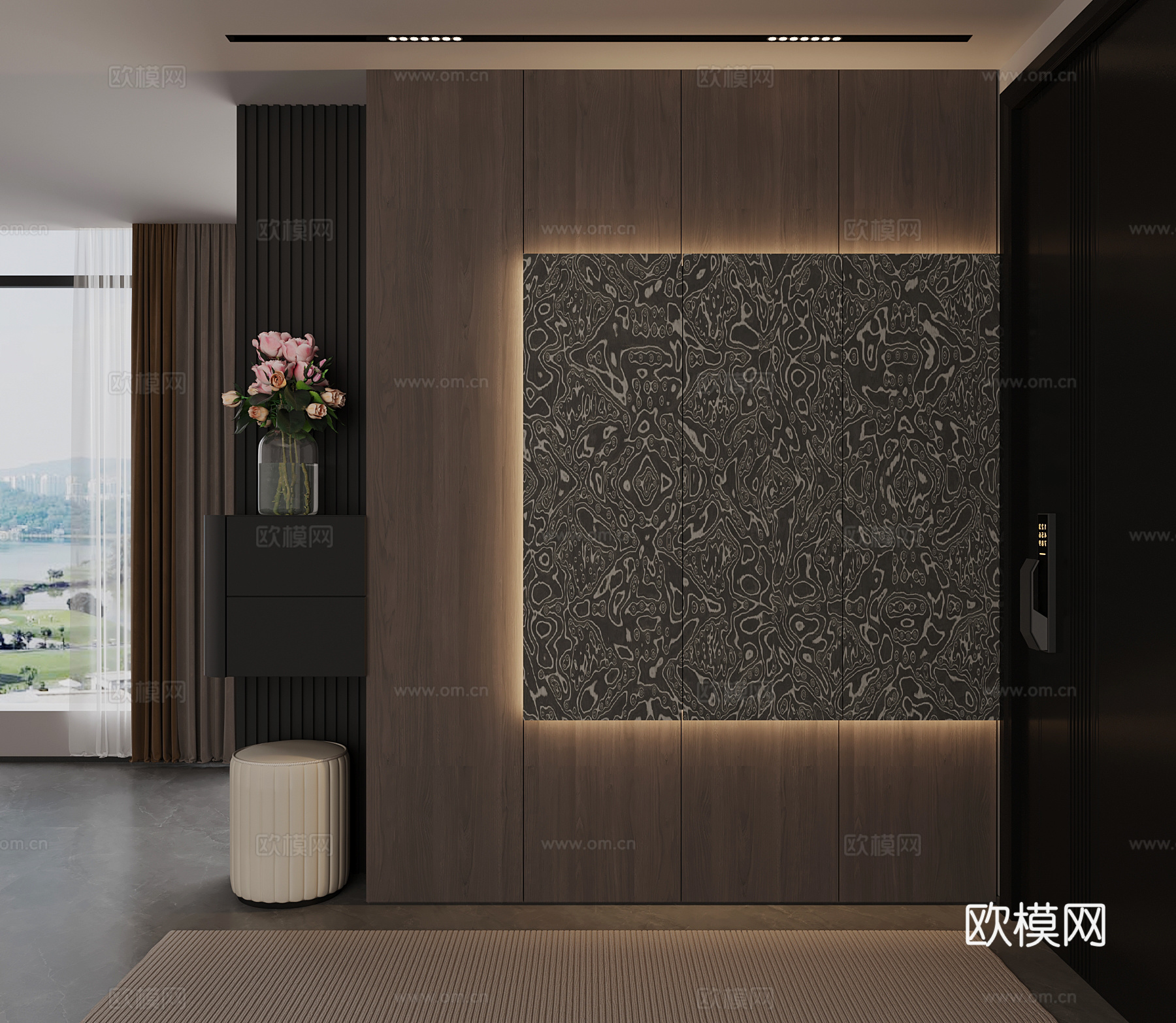 现代意式玄关 玄关柜su模型