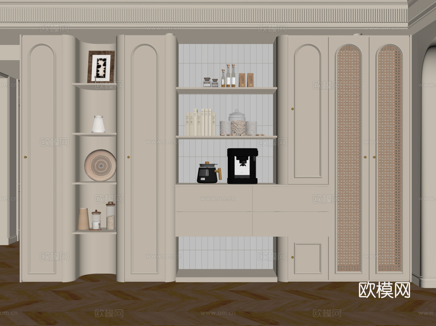 法式书柜su模型
