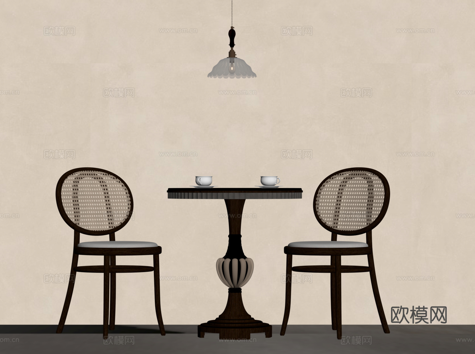 法式洽谈桌椅su模型
