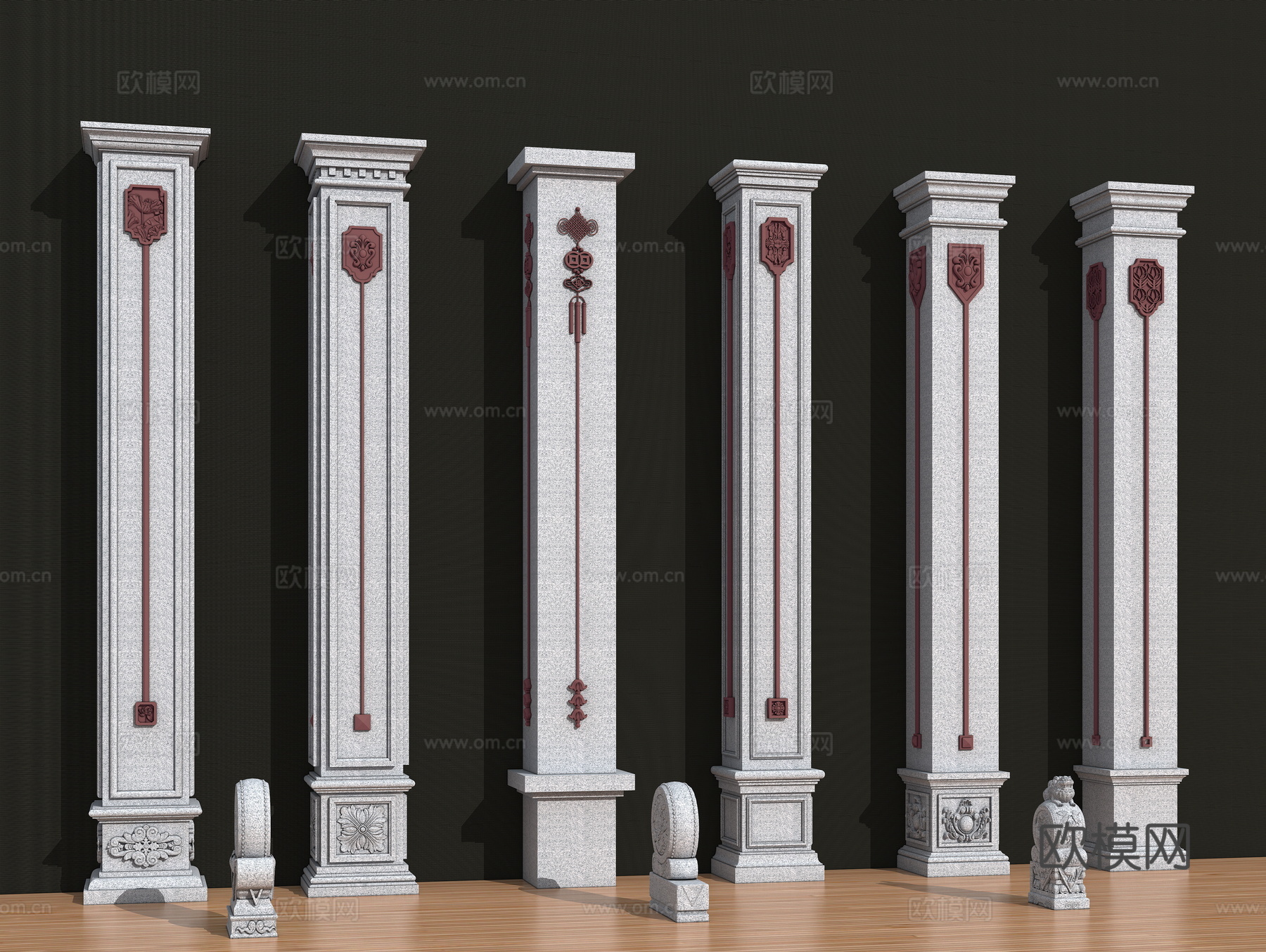中国结  吊花 欧式柱子su模型