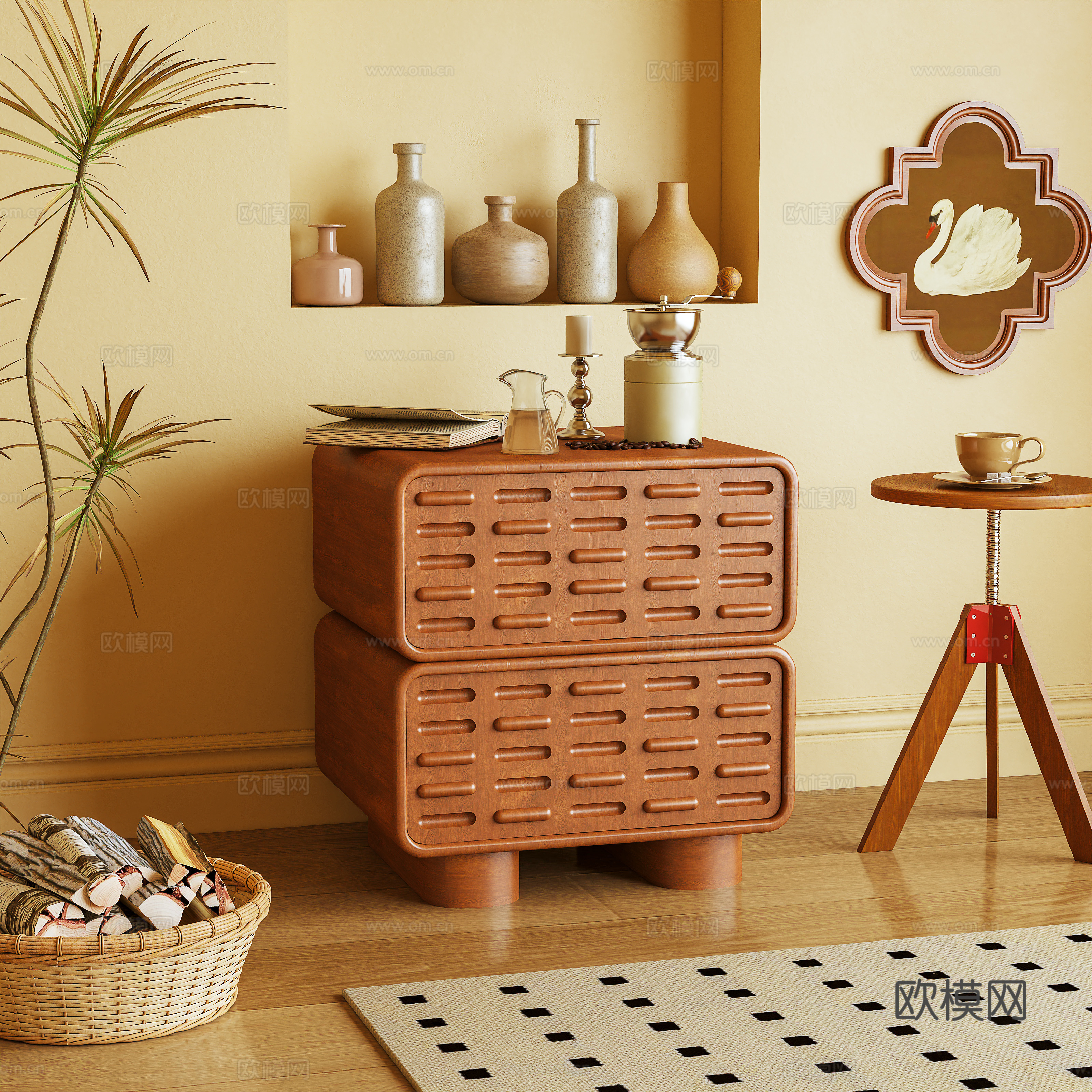 床头柜 边柜 边几 储物柜 摆件3d模型