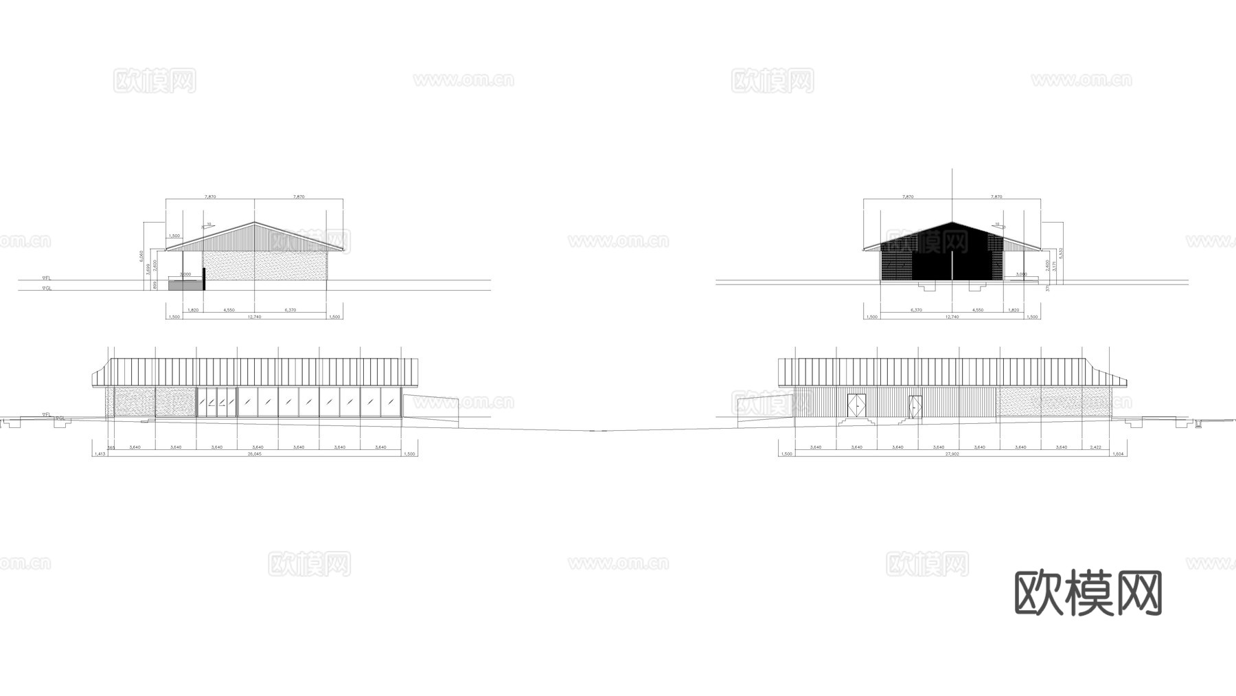 旅馆 旅店 酒店 客栈 住宅cad施工图下载（渲染图4）