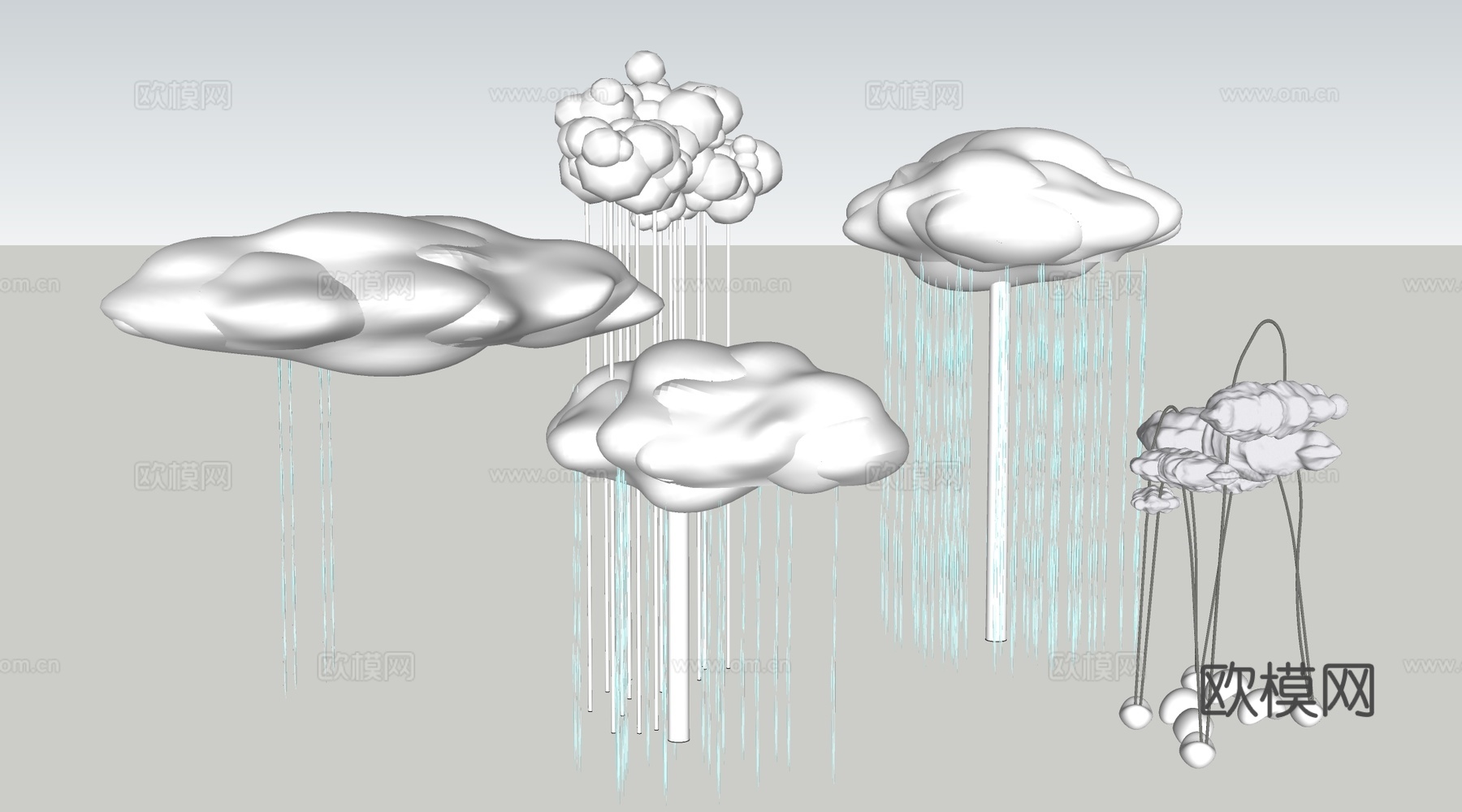 现代云朵雕塑 云朵装置艺术 户外云朵构筑物su模型