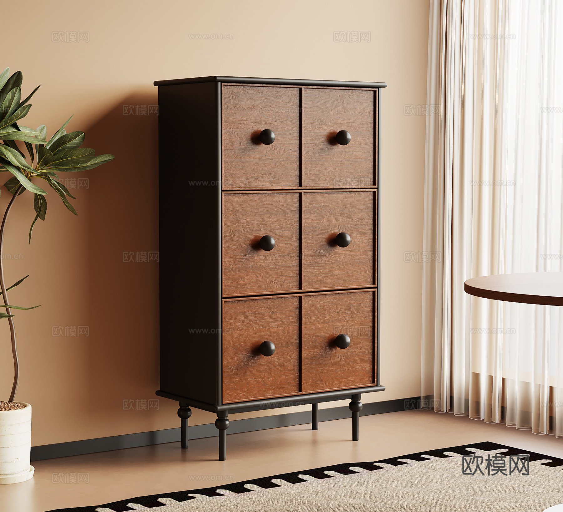 法式复古斗柜 边柜 高柜su模型