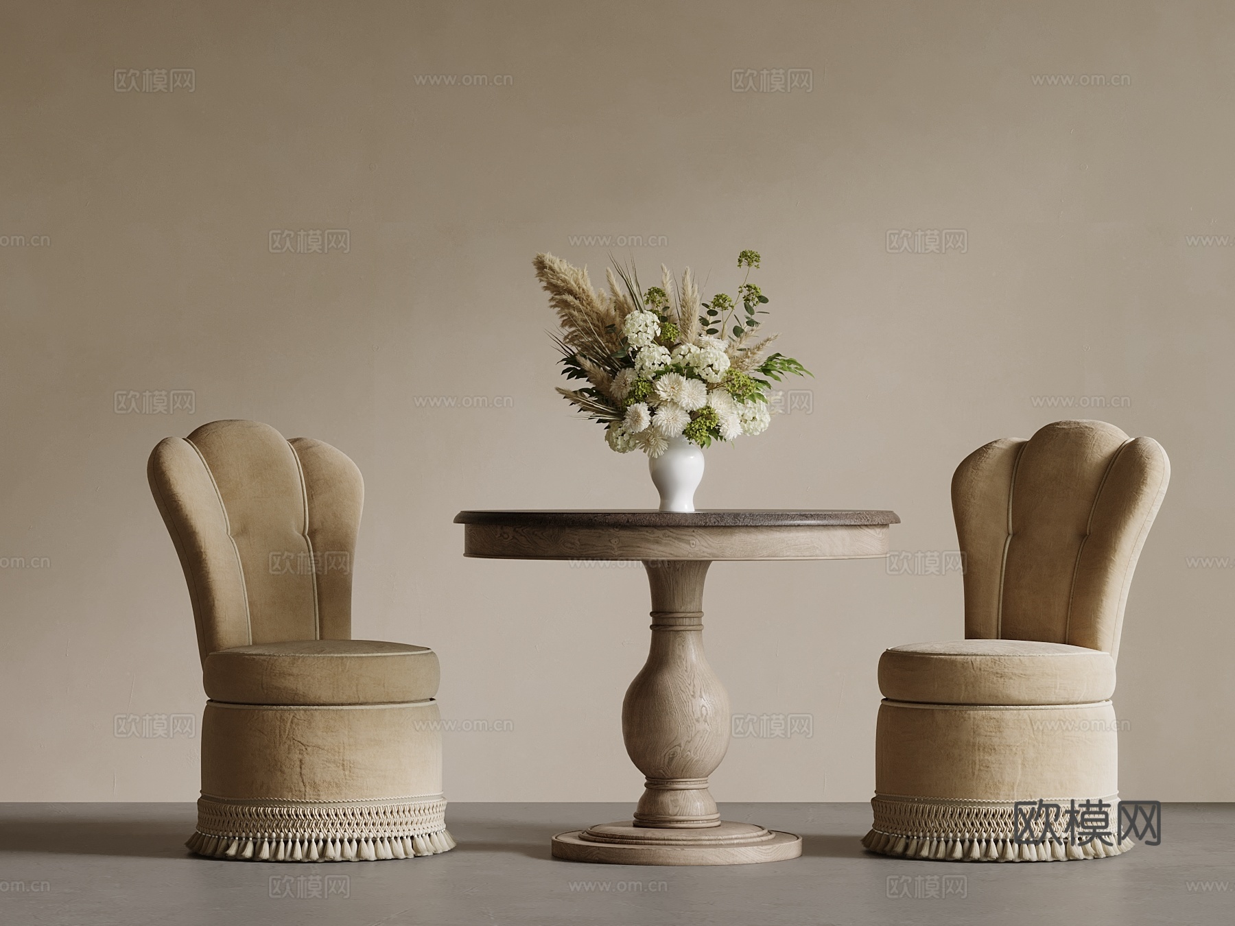 法式洽谈桌椅 中古风桌椅su模型