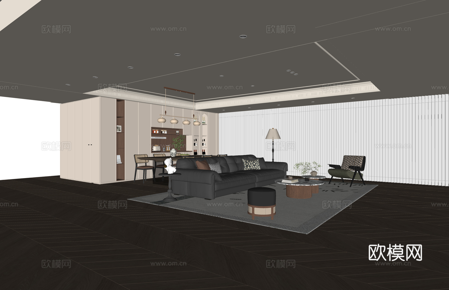 客厅 阳台 家装 餐厅 衣帽间 茶室 客餐厅su模型