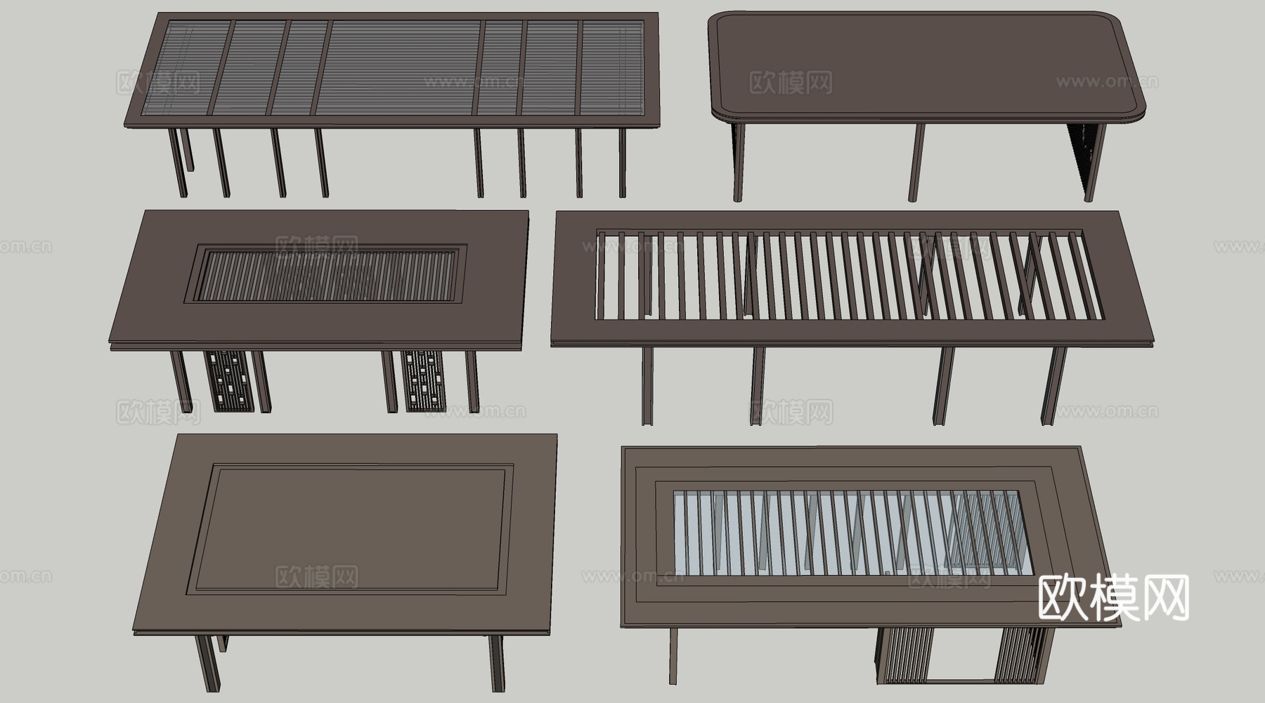 新中式景观廊架 景观凉亭 钢结构休息亭su模型