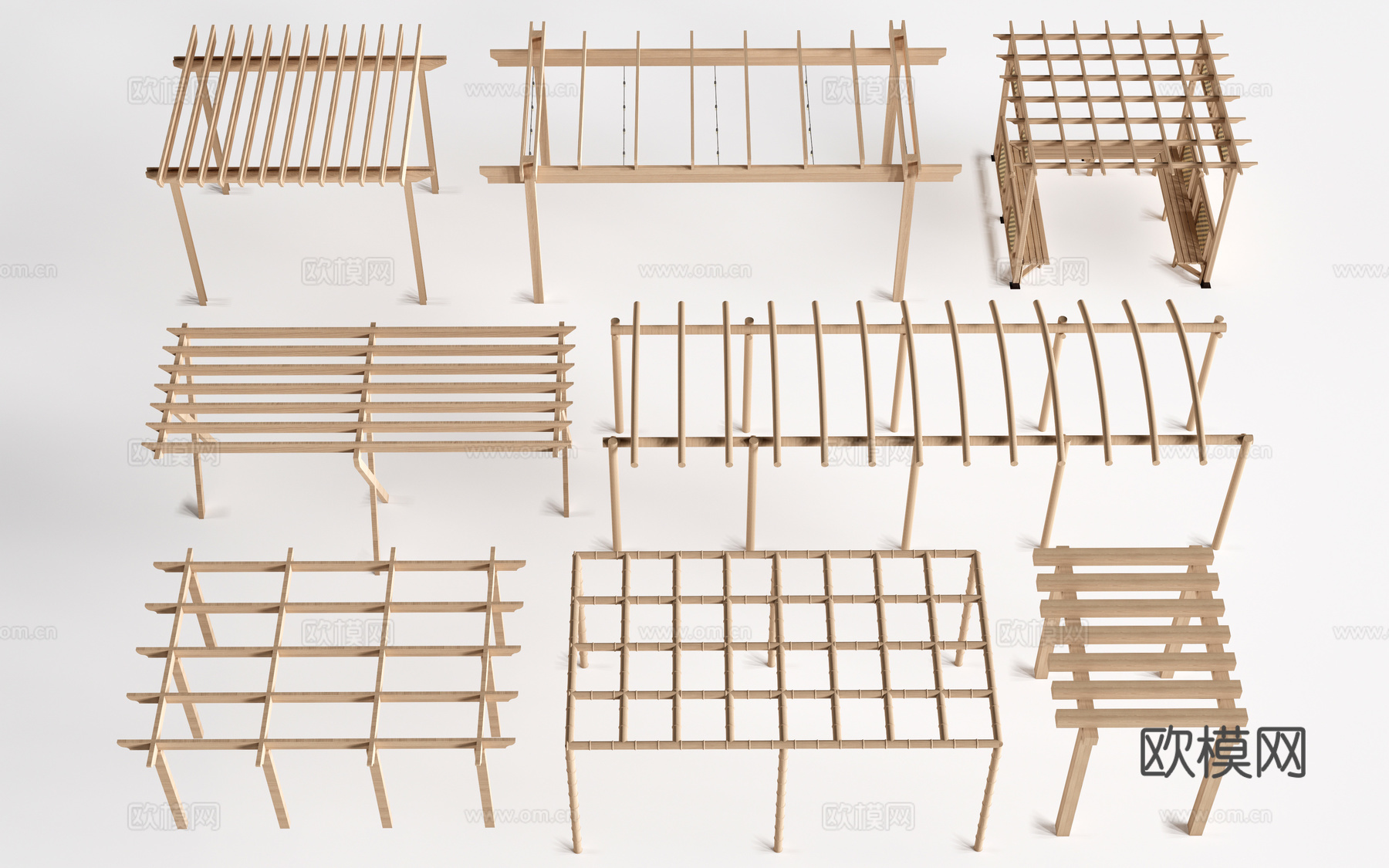 现代景观花架 葡萄架 廊架 绿植爬架su模型
