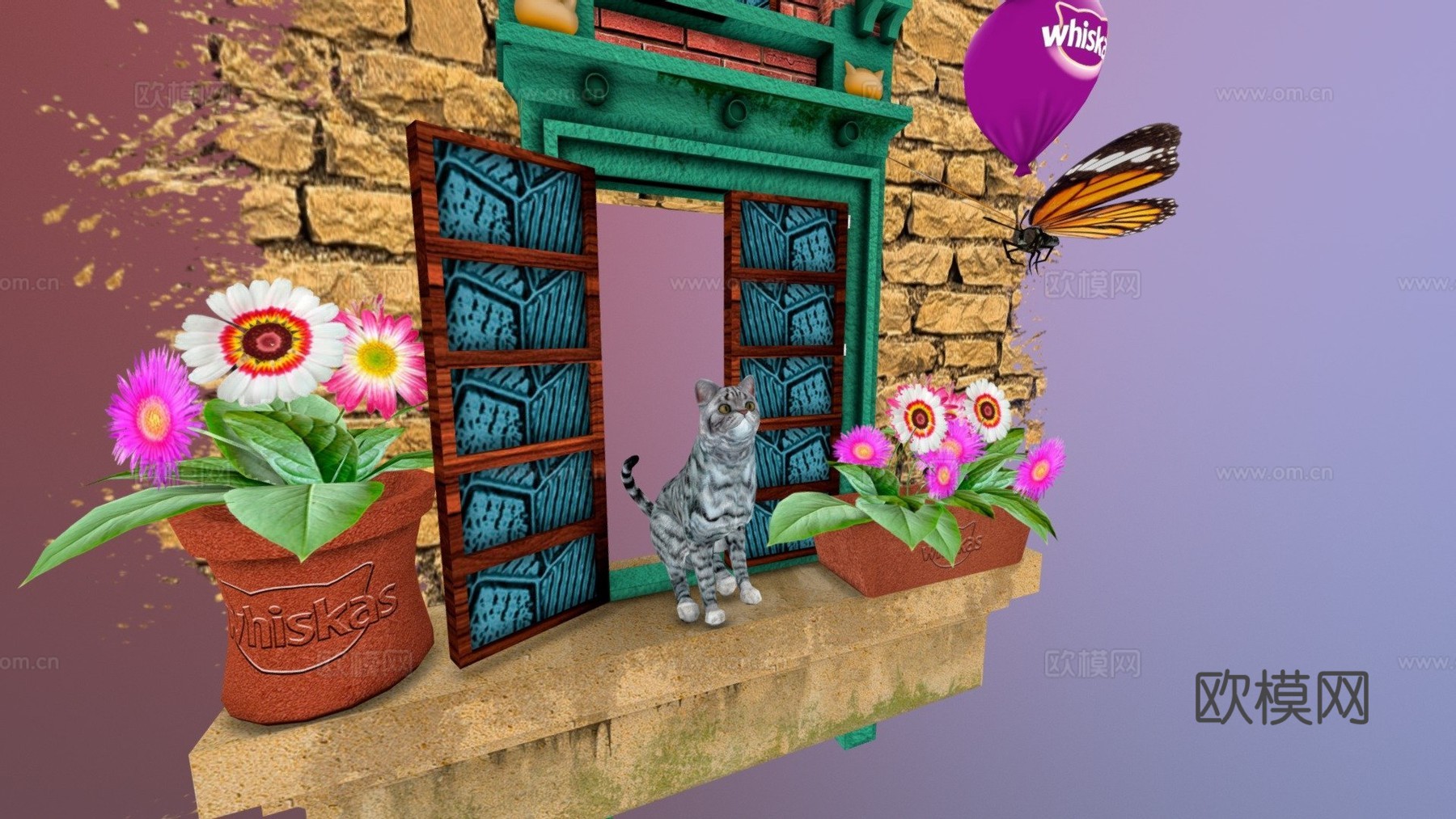 英国短毛银虎斑幼猫  绑定su模型