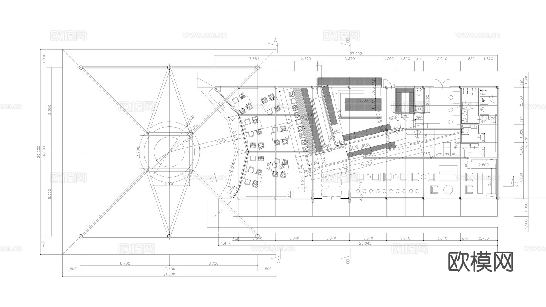旅馆 旅店 酒店 客栈 住宅cad施工图下载（渲染图3）
