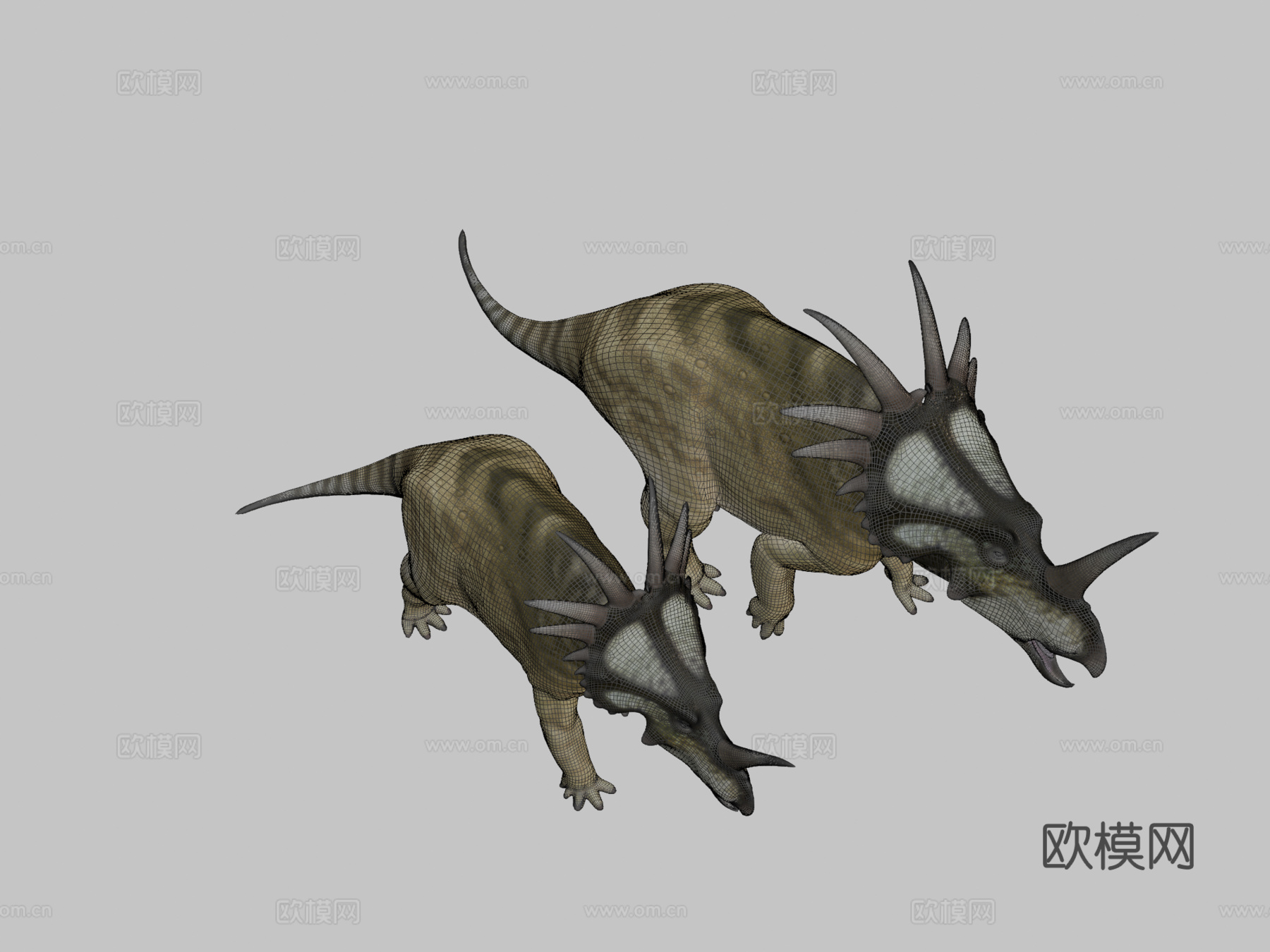 戟龙阿尔伯塔种一对su模型