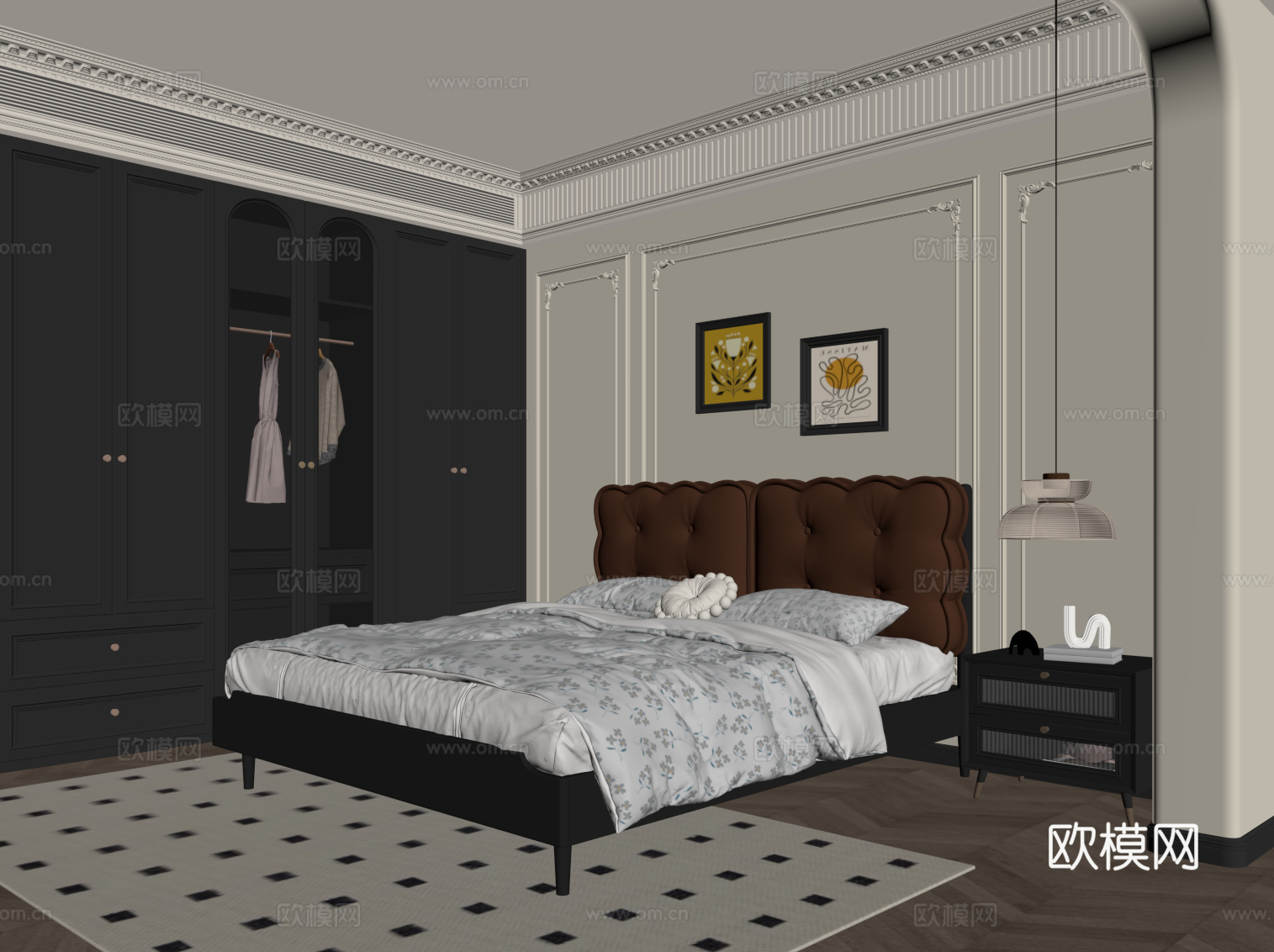法式复古卧室su模型