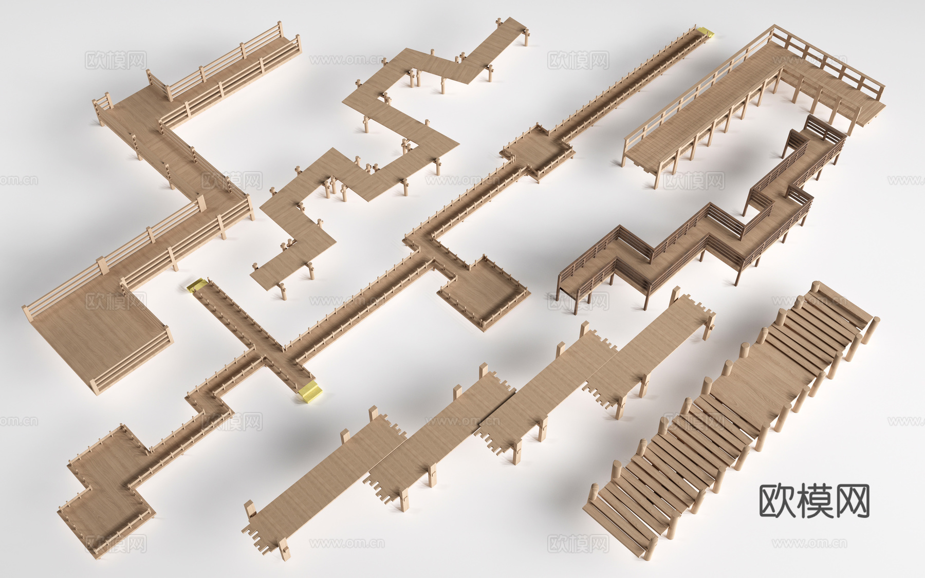 现代木栈道 栈桥 观景平台su模型