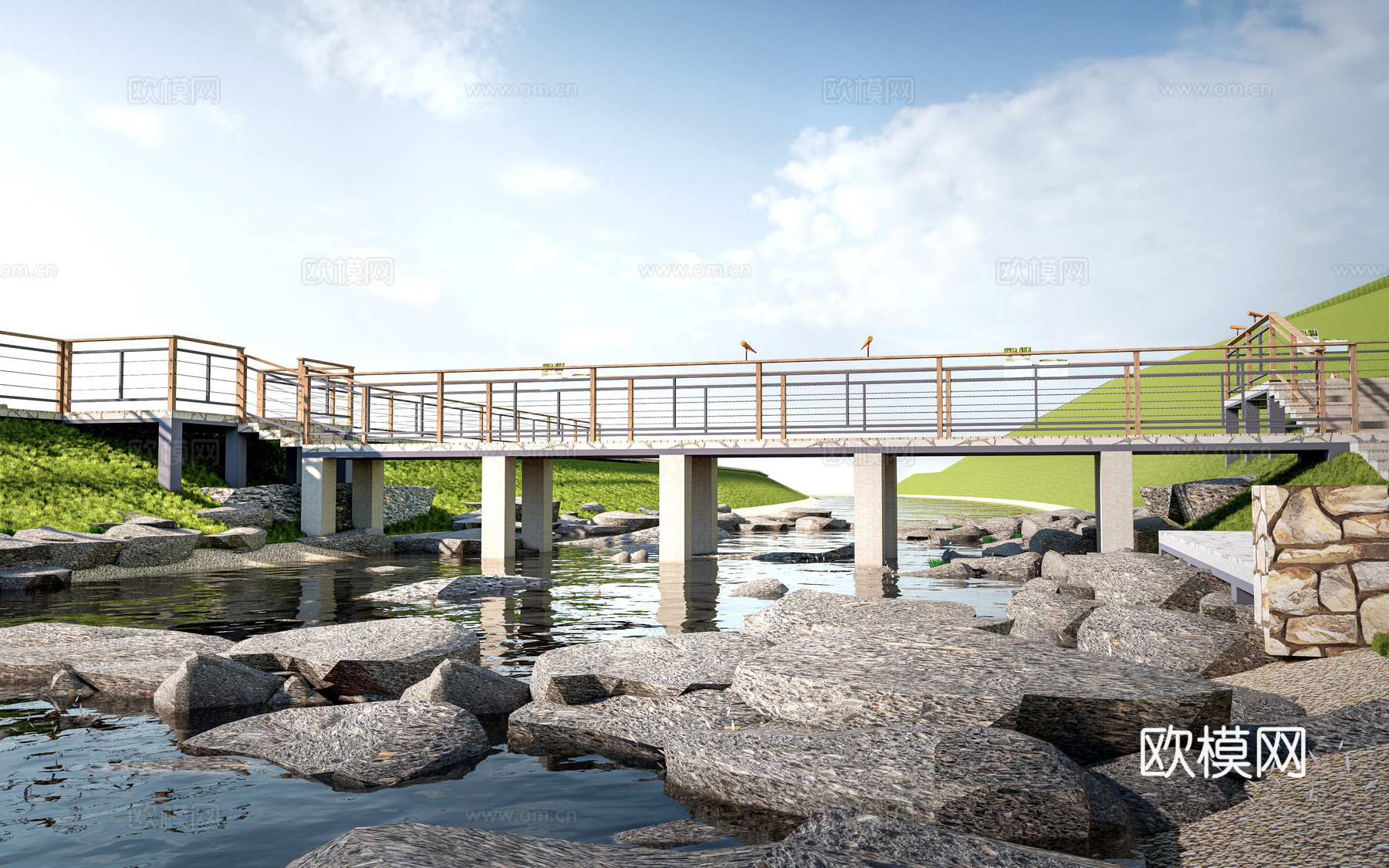 现代景观小桥 景观桥 公园桥 园林桥su模型