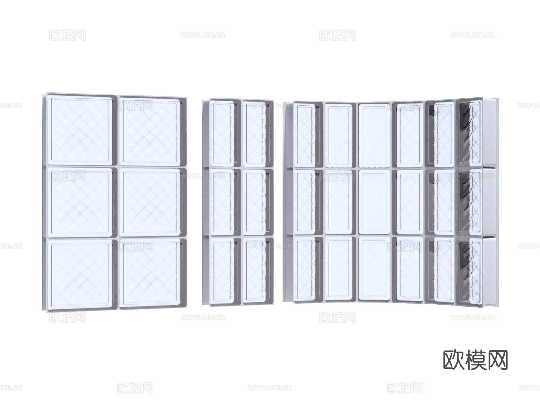 玻璃砖隔断su模型