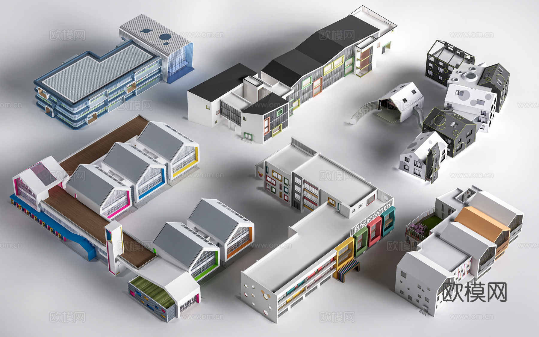 现代幼儿园建筑su模型