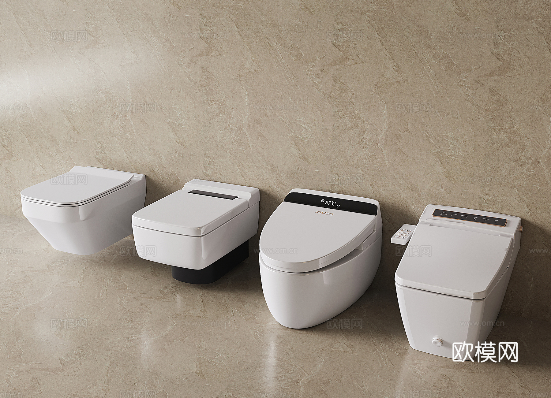 现代智能马桶 坐便器 坐厕su模型