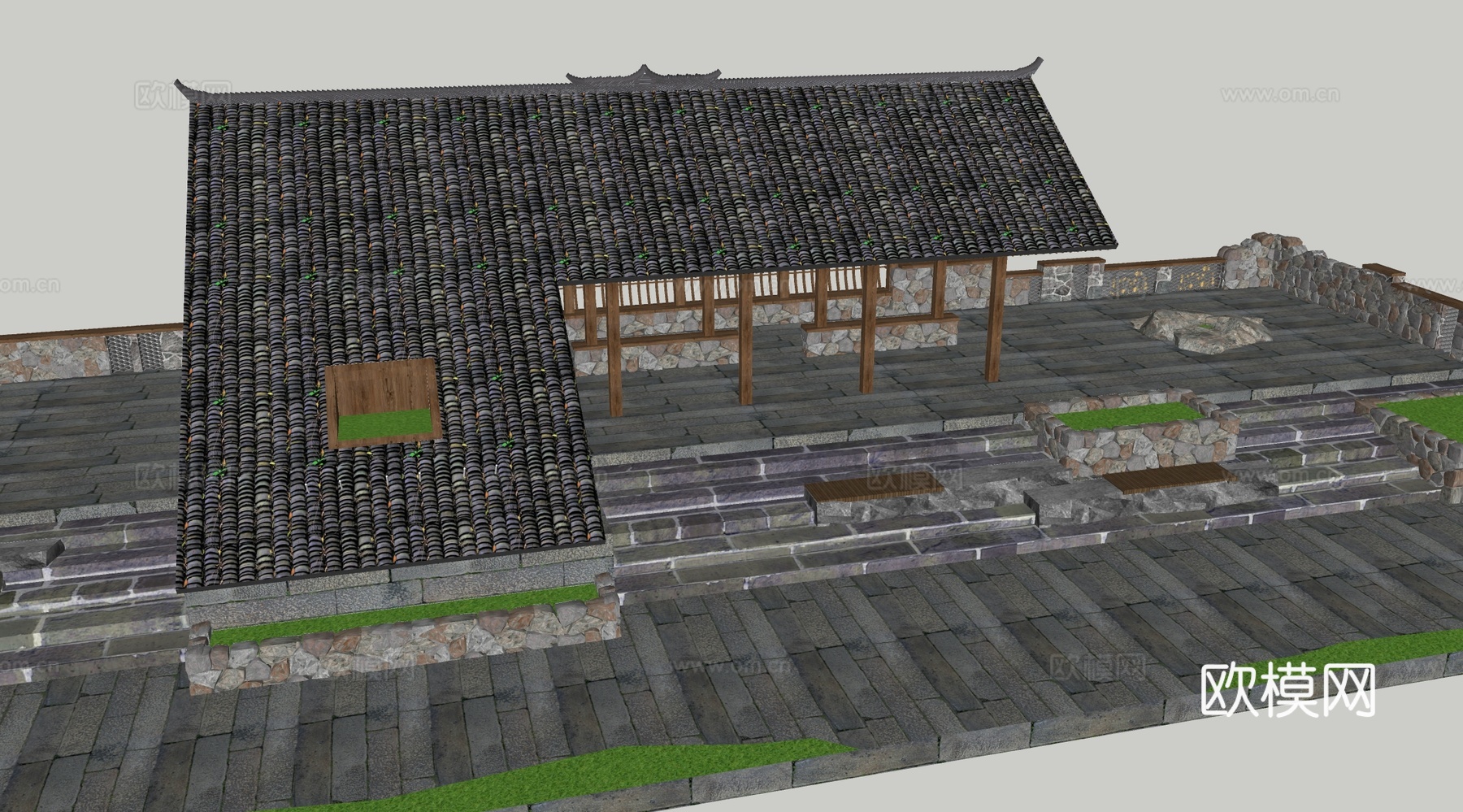 现代屋顶花园 屋顶景观 庭院景观su模型下载（渲染图2）