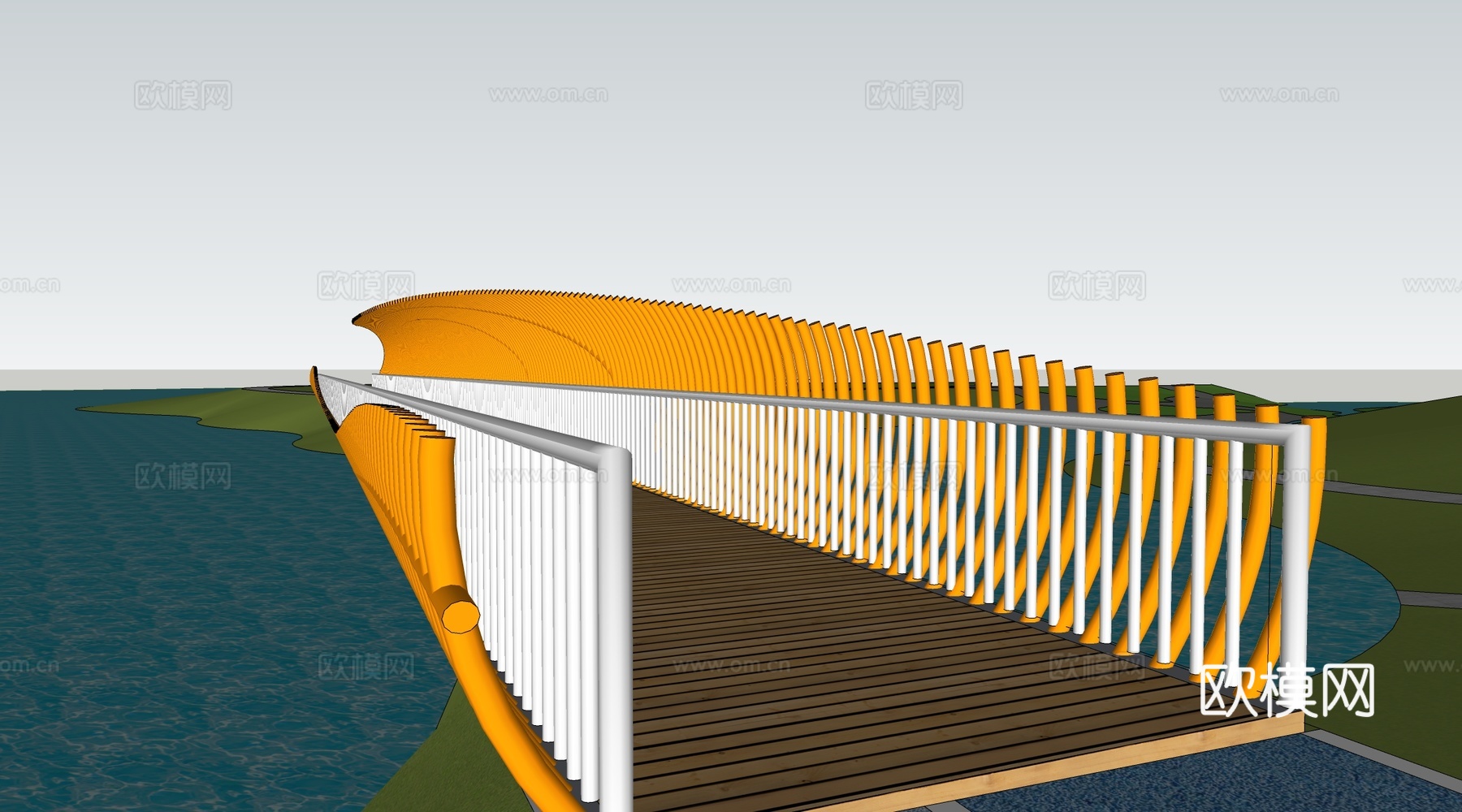 现代景观桥 公园桥 异形桥su模型