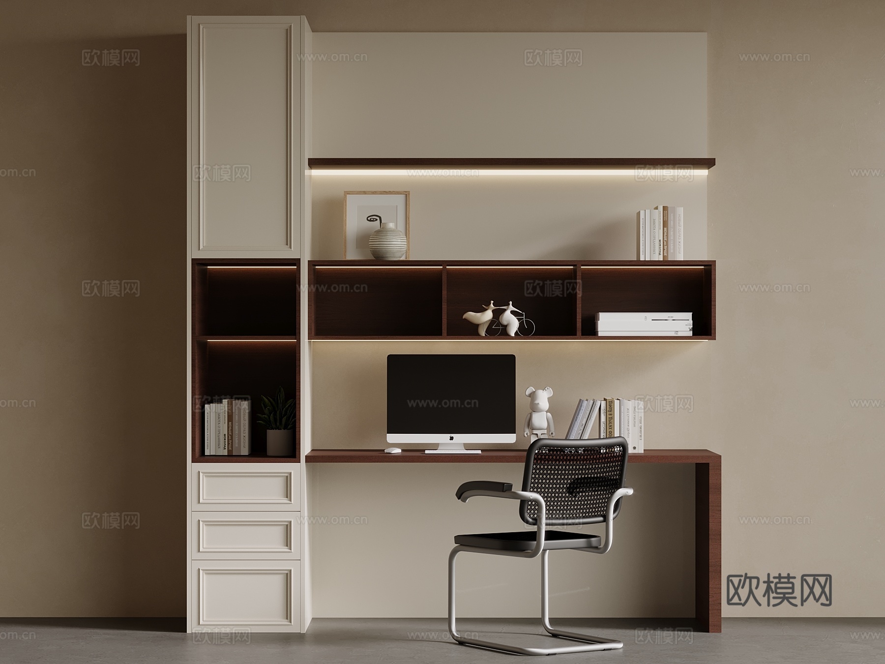 中古风书桌椅su模型