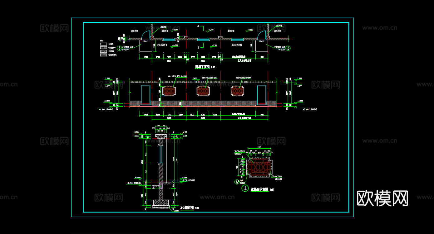 中式庭院门头牌楼大门详图cadcad施工图