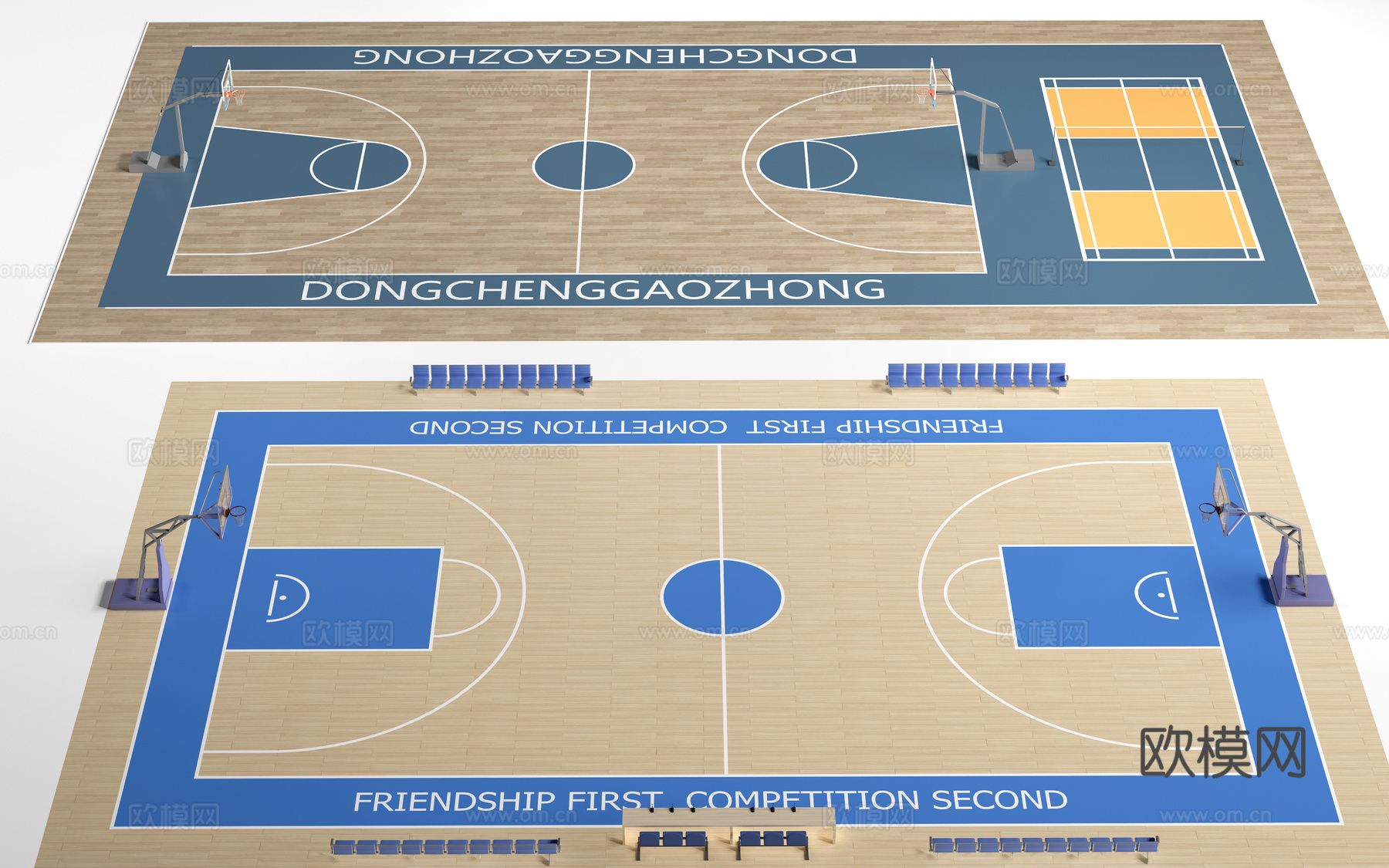 现代篮球场 运动场 室内球场su模型