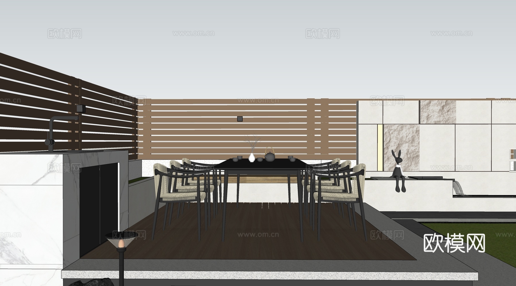 现代屋顶花园 庭院花园 阳台庭院景观su模型下载（渲染图2）