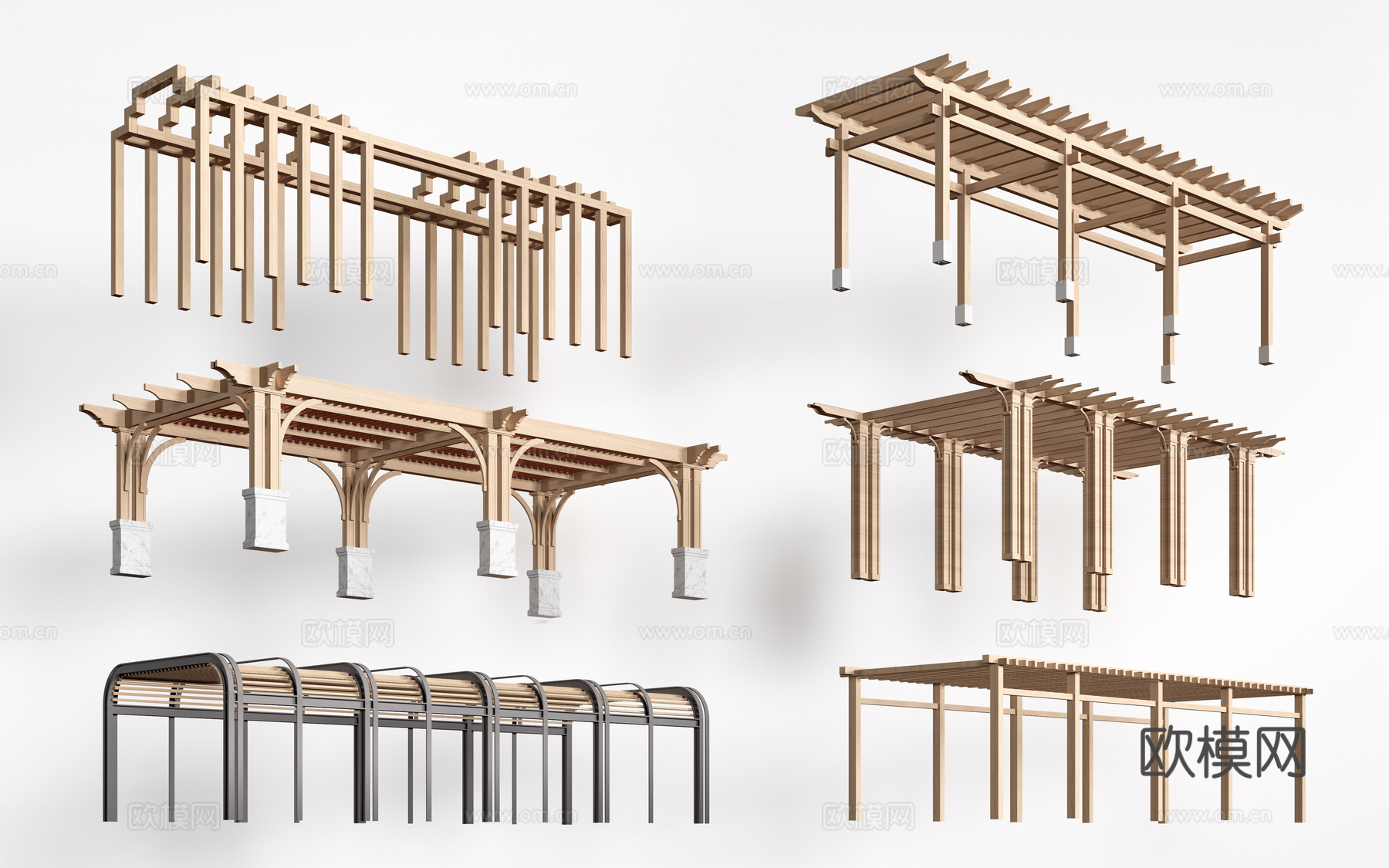 现代景观花架 葡萄架 廊架 绿植爬架su模型