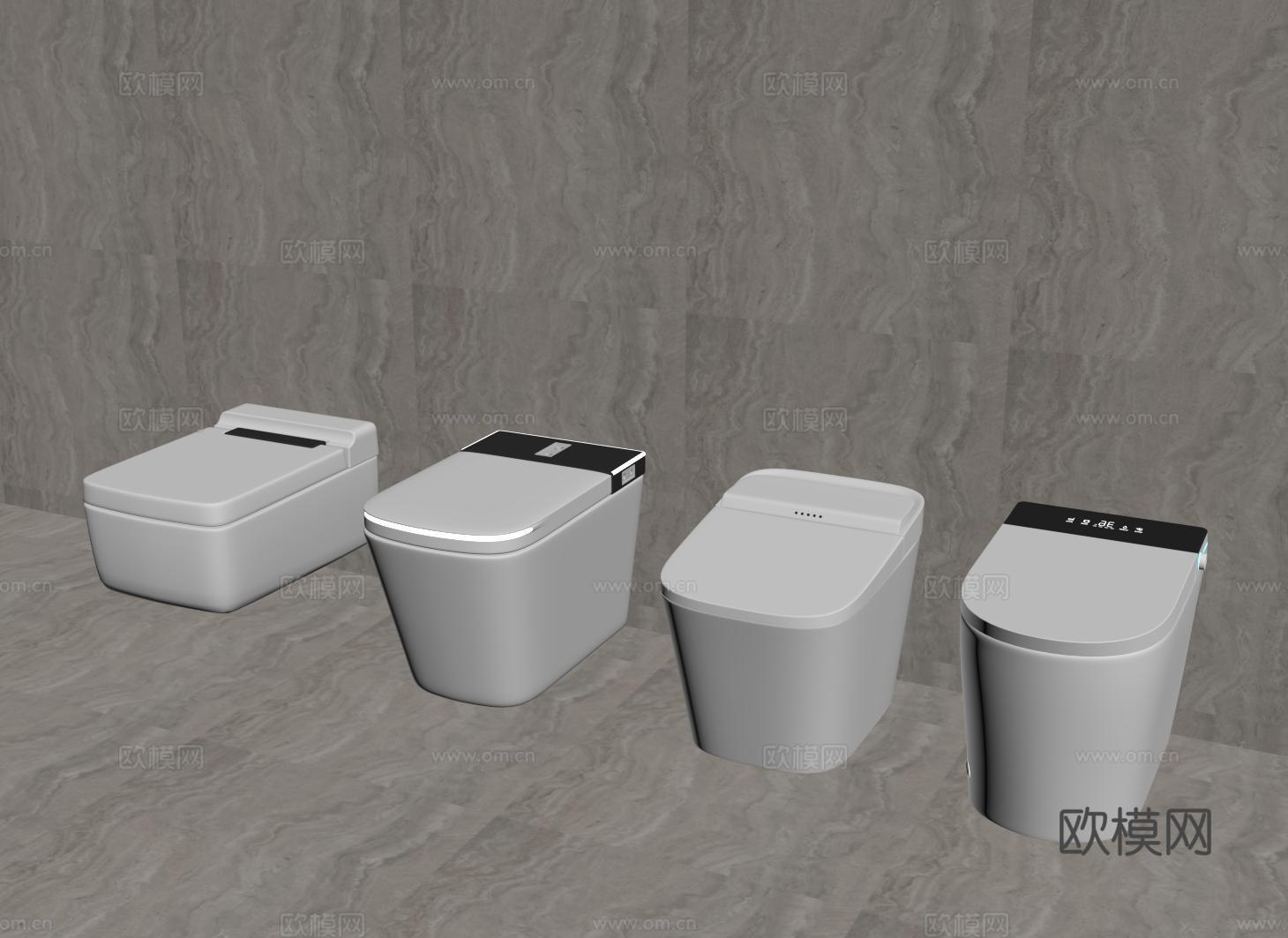 现代智能马桶 坐便器 坐厕 壁挂马桶su模型