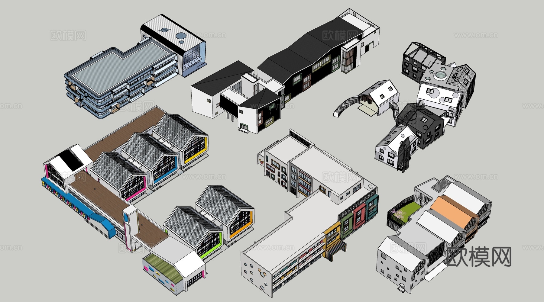 现代幼儿园建筑su模型