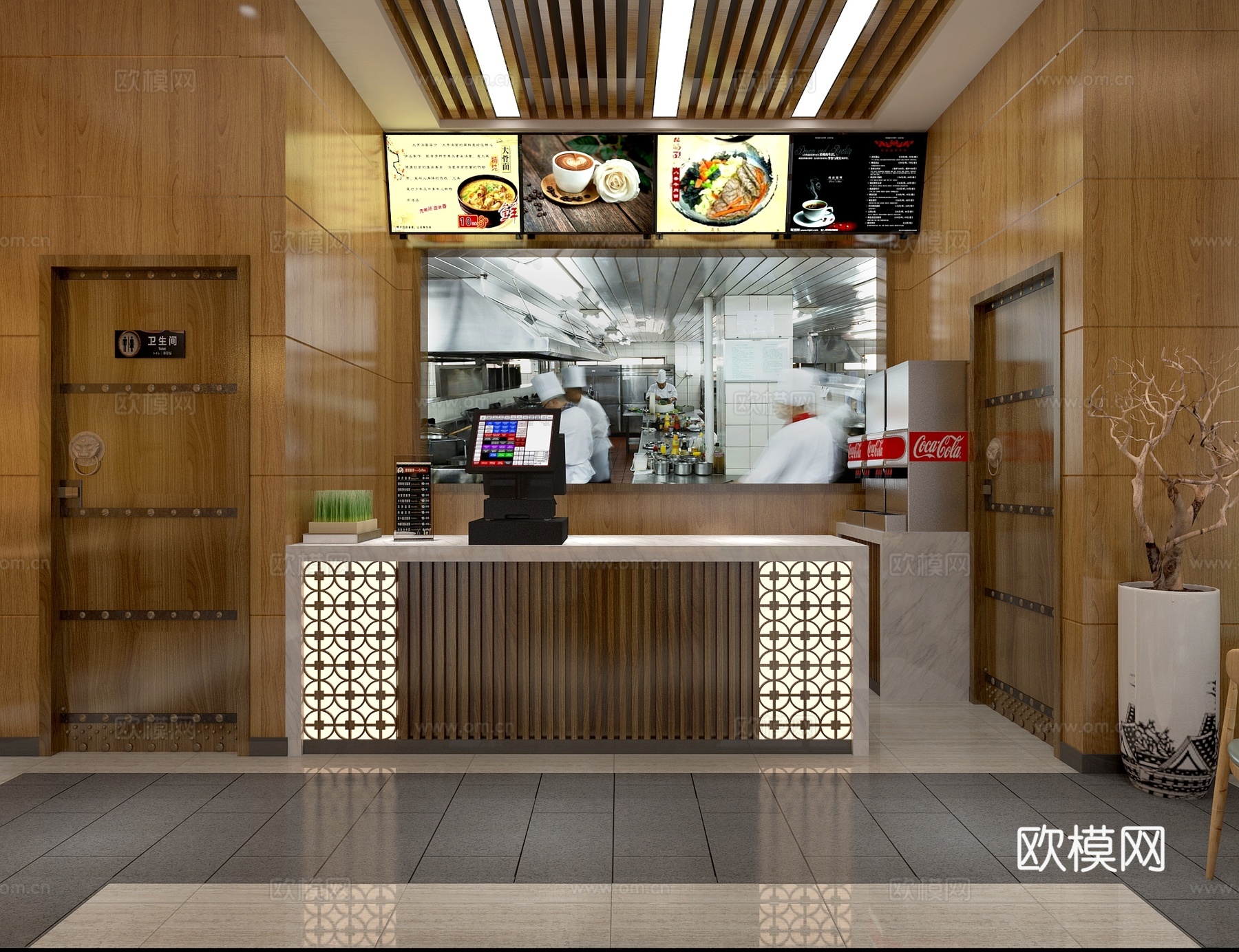 新中式风格快餐厅3d模型