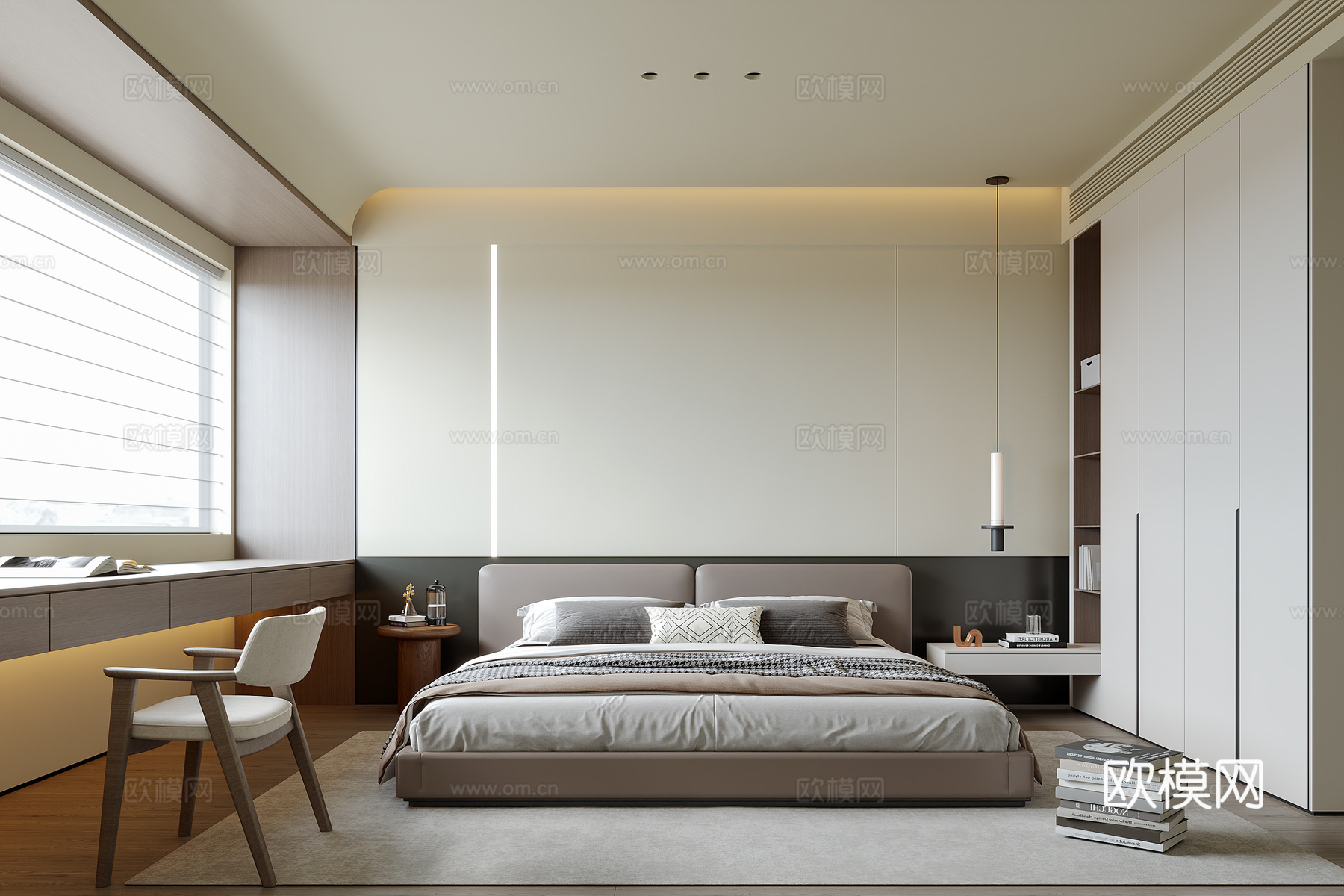 现代意式卧室su模型