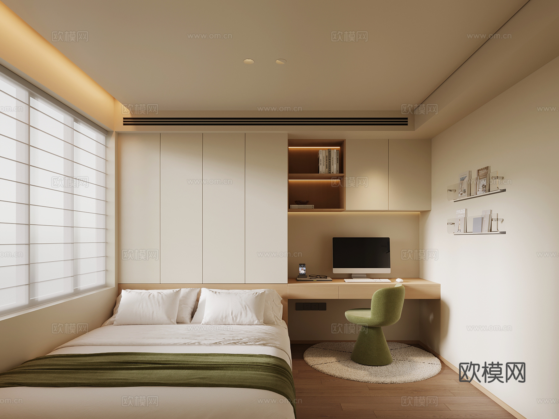 现代榻榻米卧室su模型