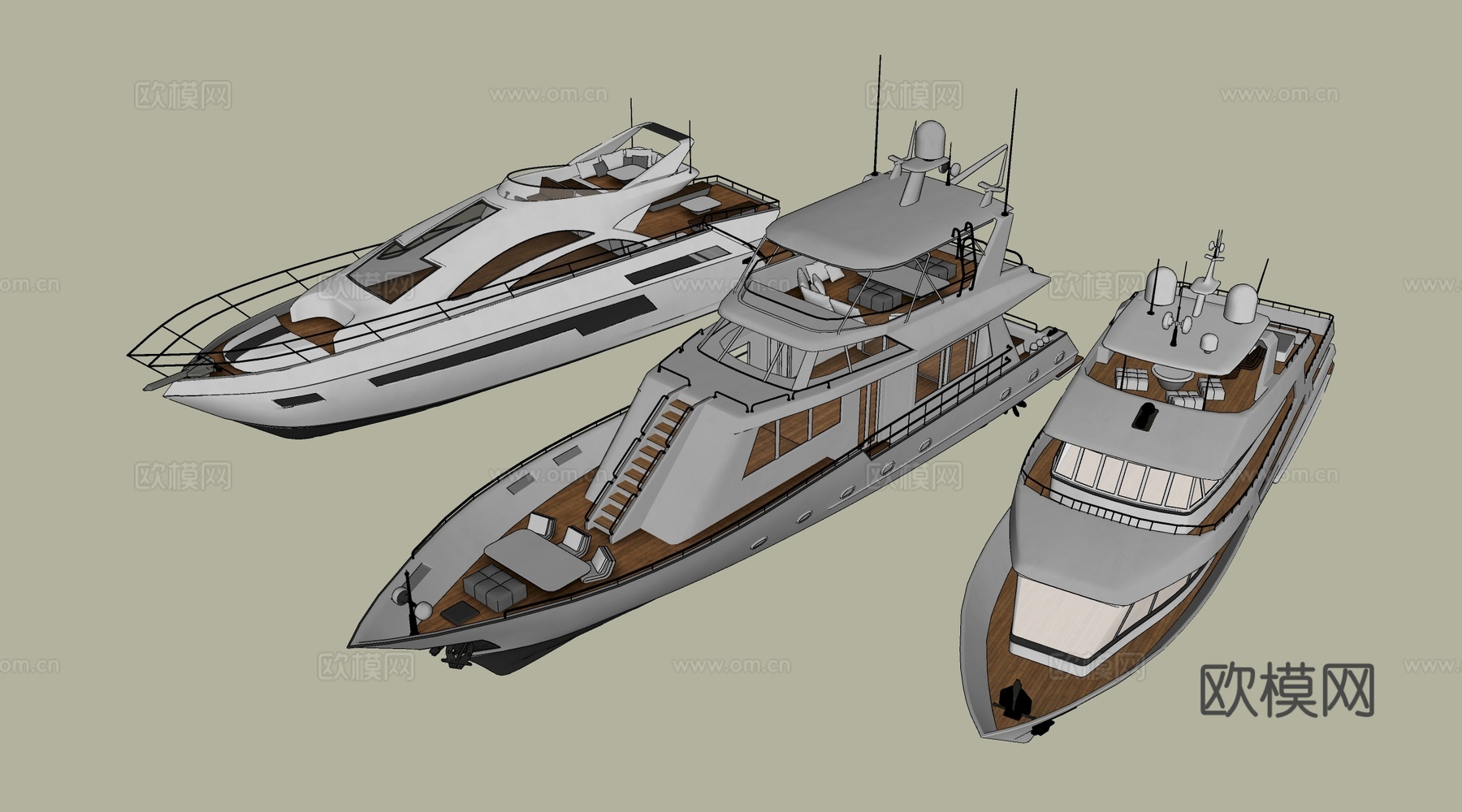 现代游艇 快艇 观光船su模型